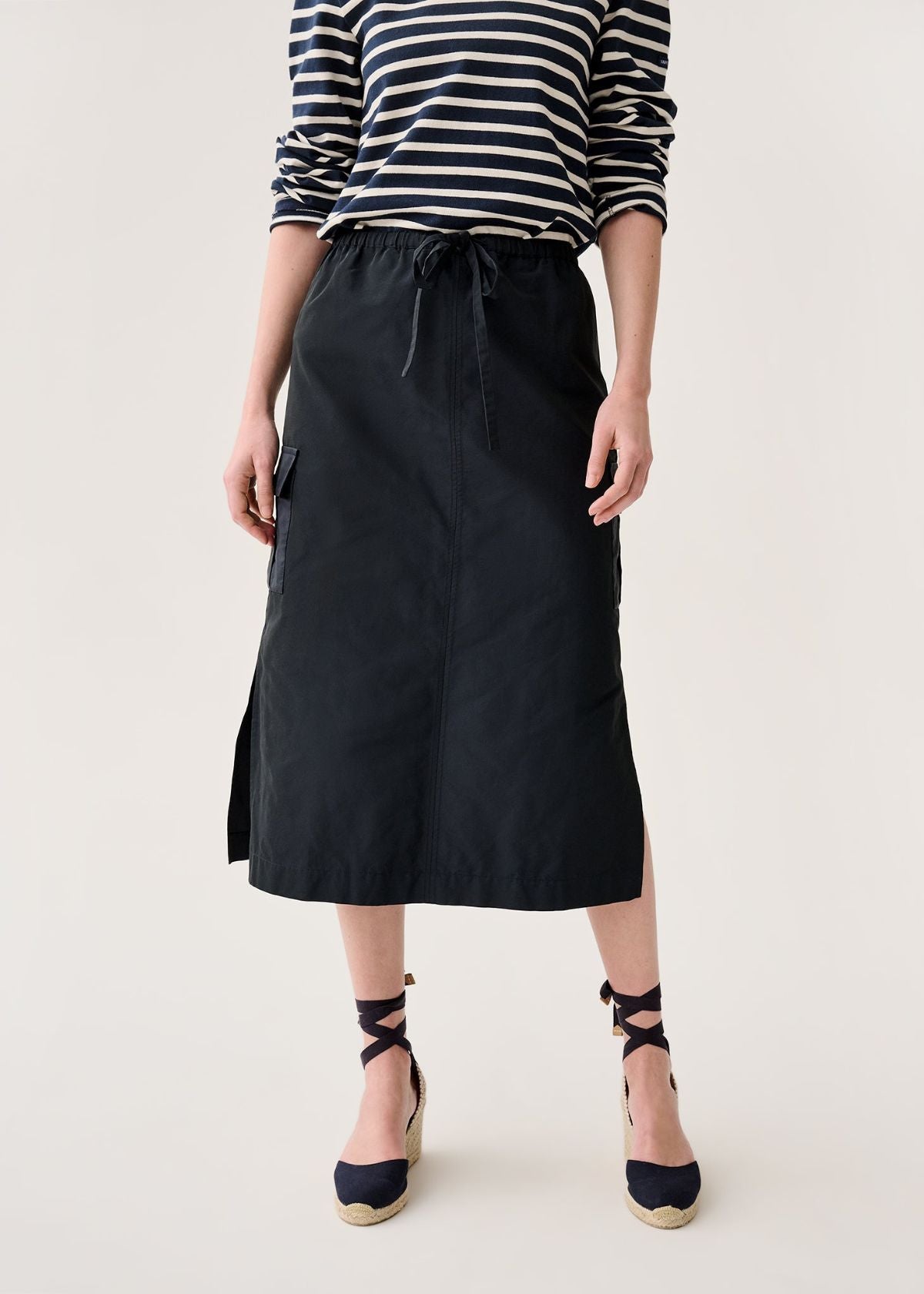 ANN MASHBURN Willa Skirt - Navy Nylon Faille