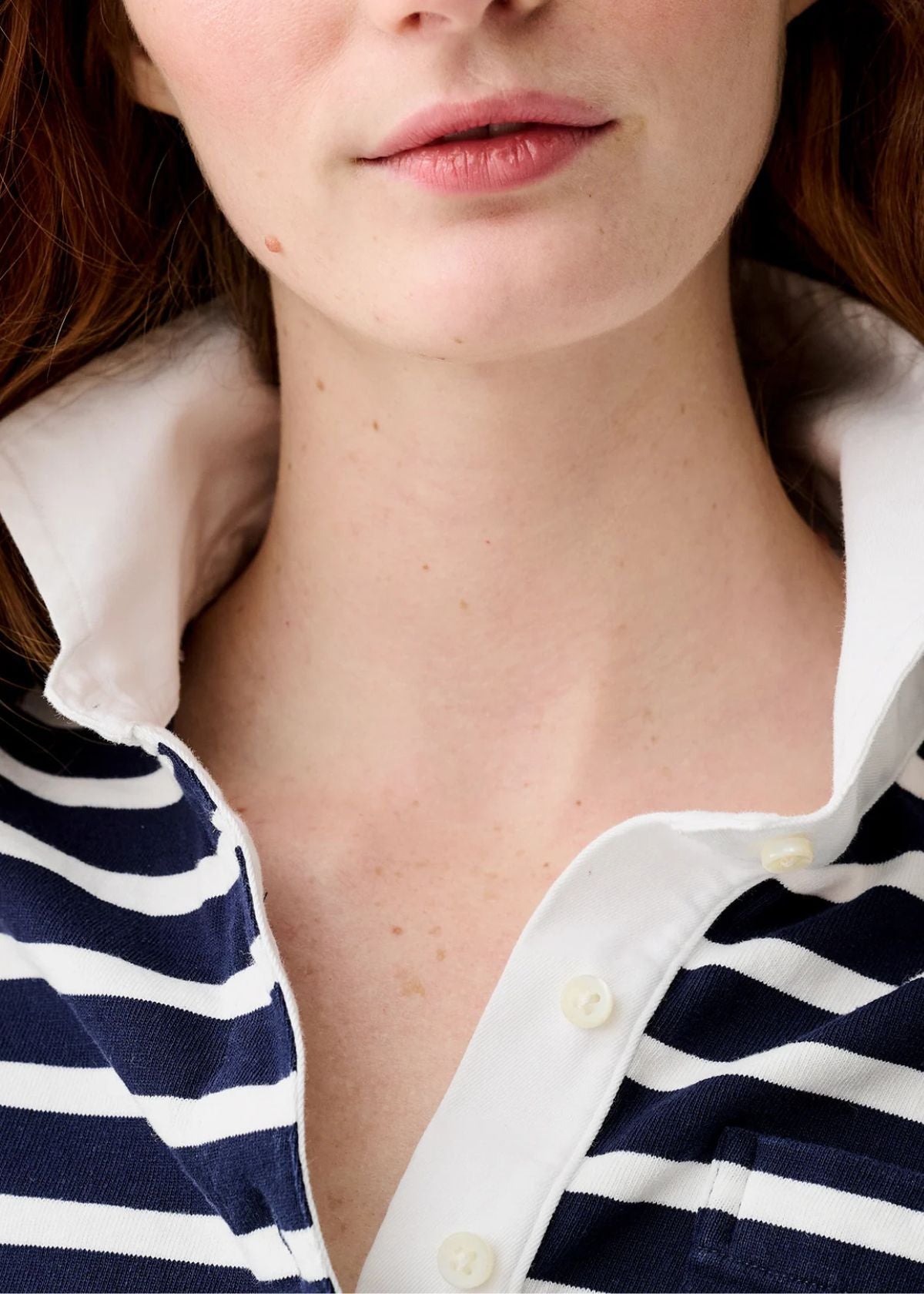 ANN MASHBURN Franny Rugby Polo Top - Navy/White