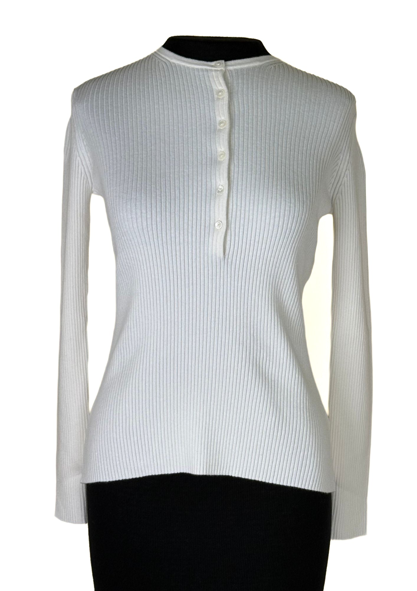 ANN MASHBURN Nia Ribbed Henley Top - Off White