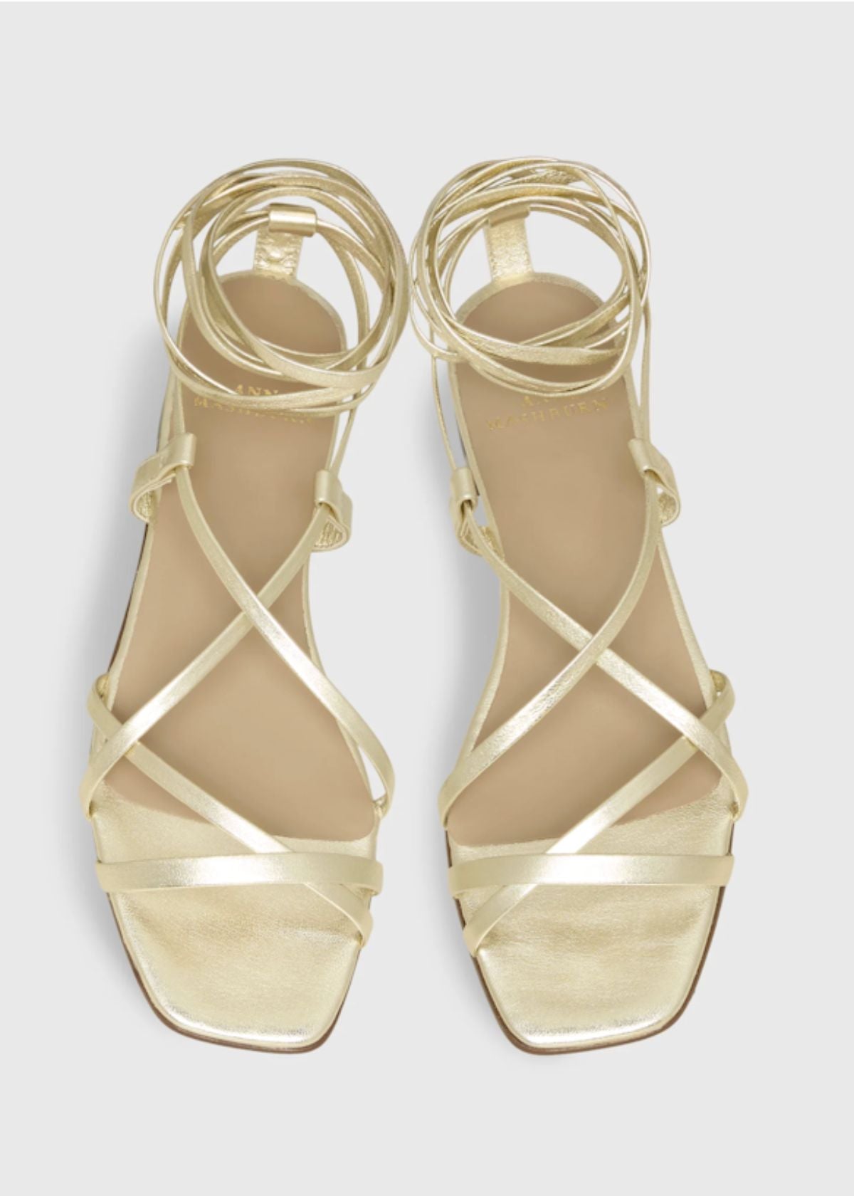 ANN MASHBURN Chloe Tie Sandal - Platino Leather