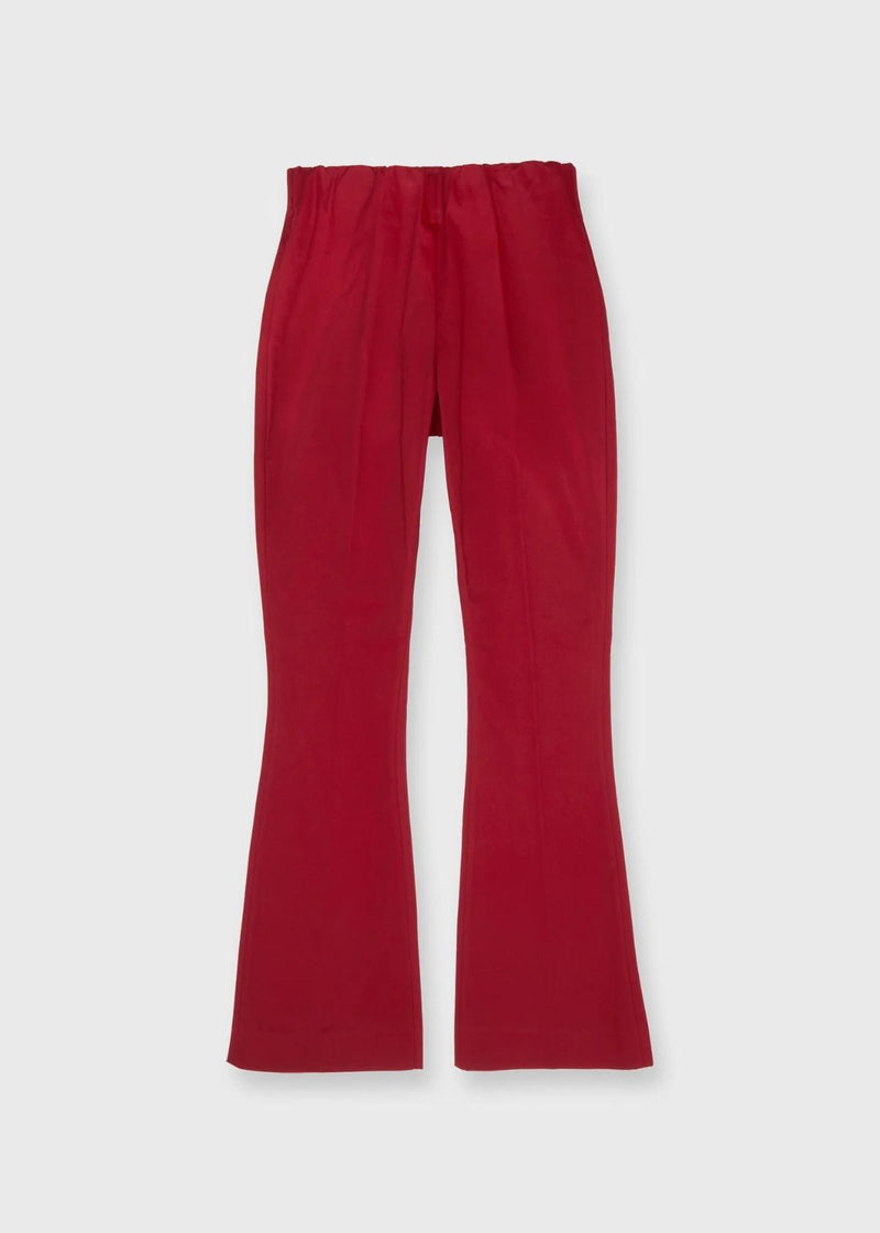 ANN MASHBURN Faye Flare Cropped Pant - Red Stretch Sateen