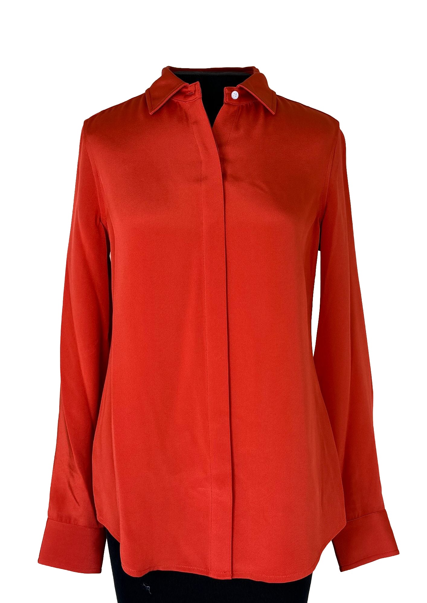 ANN MASHBURN Classic Silk Crepe De Chine Top - Vermillion