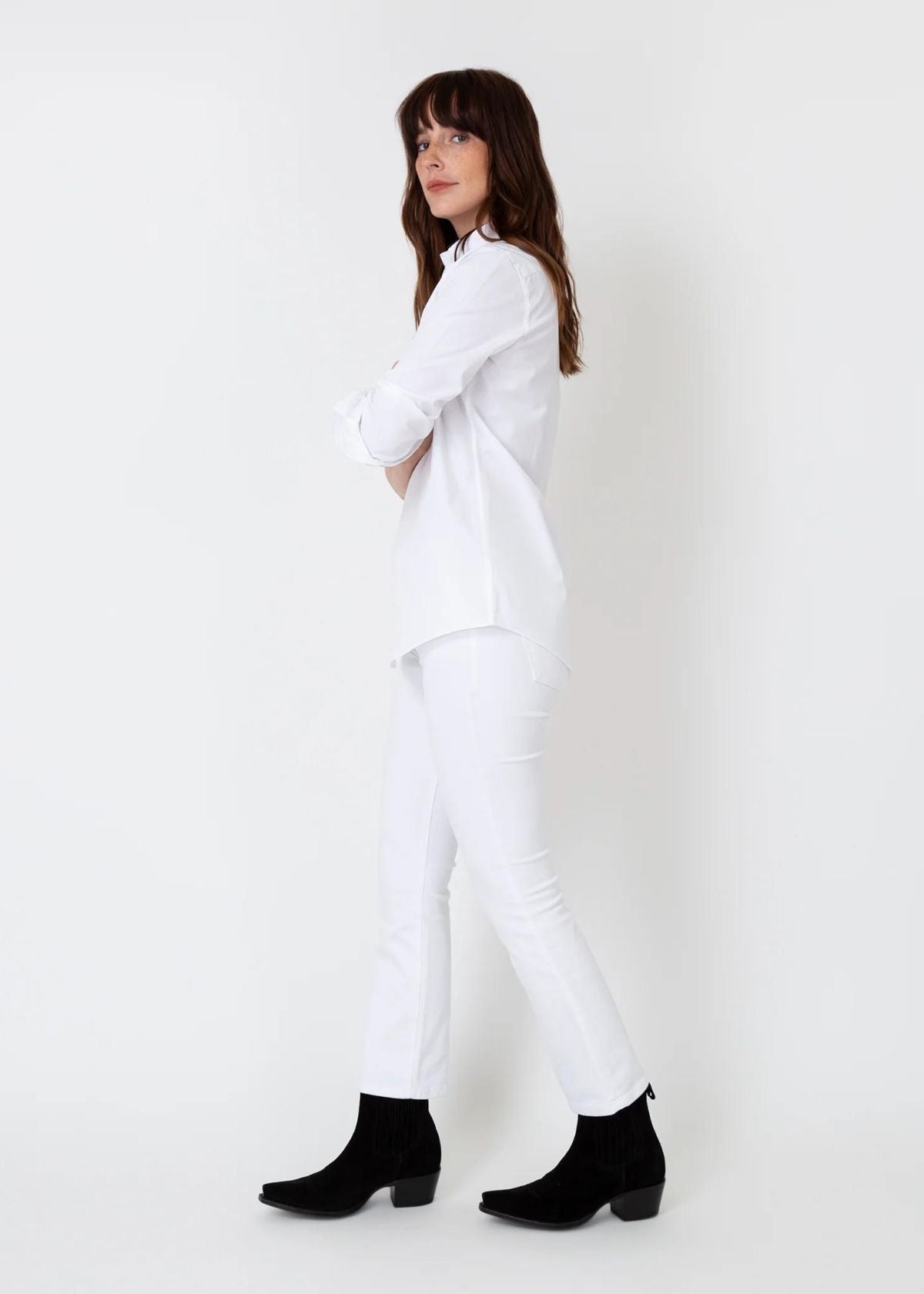 ANN MASHBURN Tomboy Popover Top - White Poplin