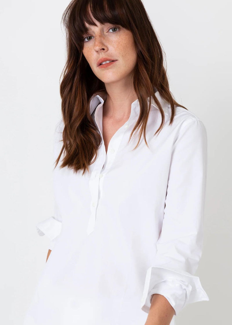 ANN MASHBURN Tomboy Popover Top - White Poplin