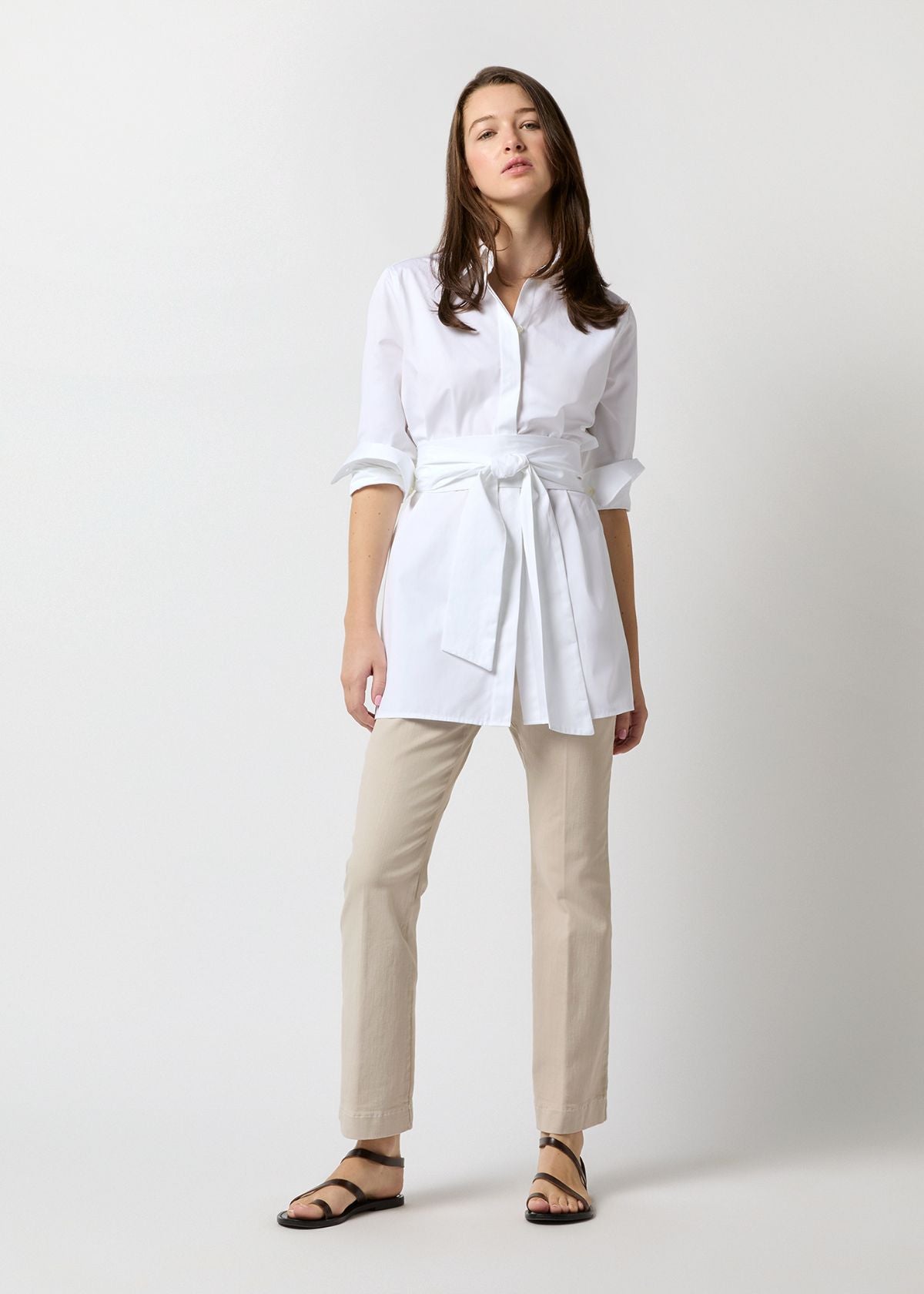 ANN MASHBURN Gabrielle Tie Tunic - White Poplin