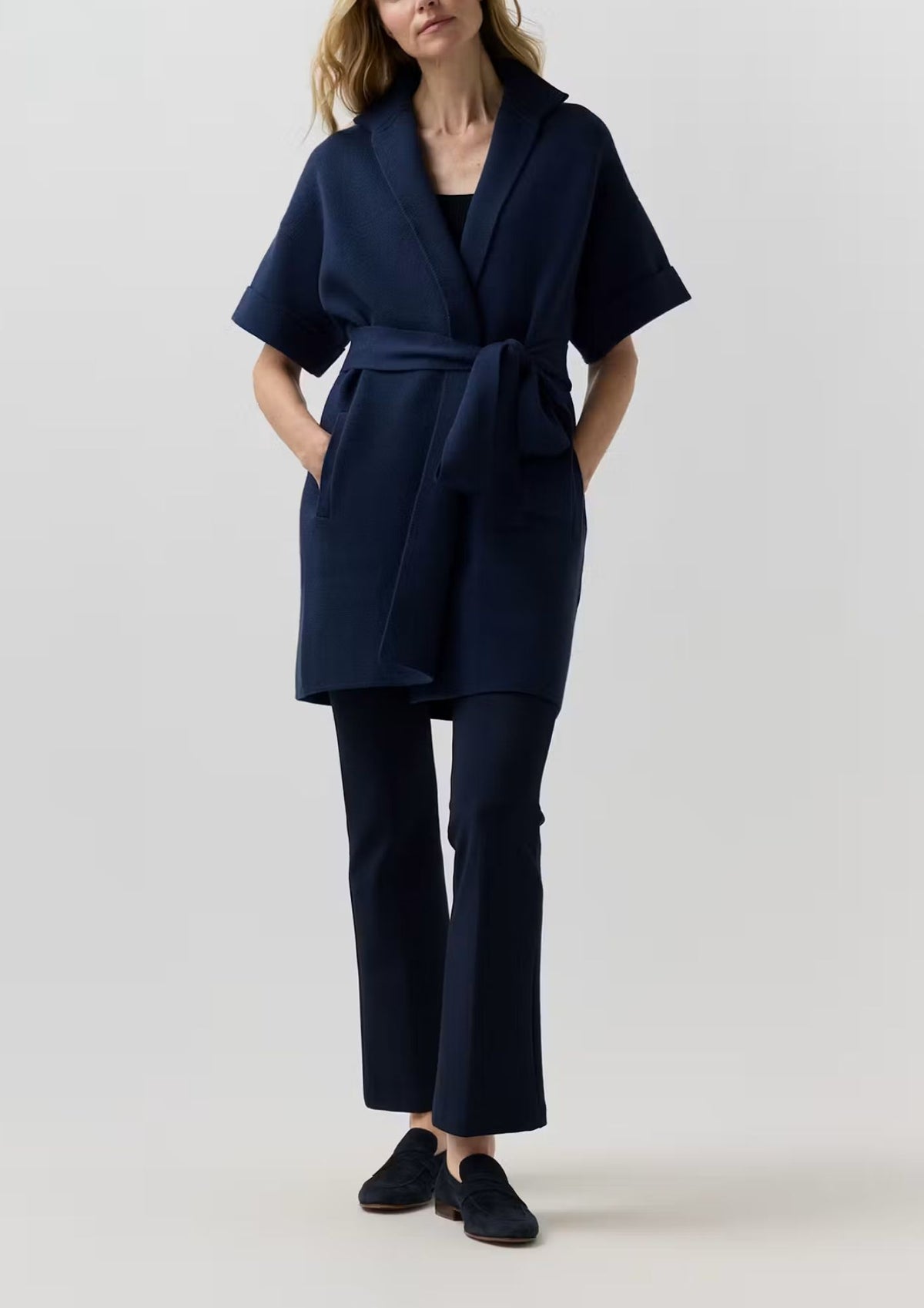 ANN MASHBURN Julia Cardigan Sweater - Heather Navy
