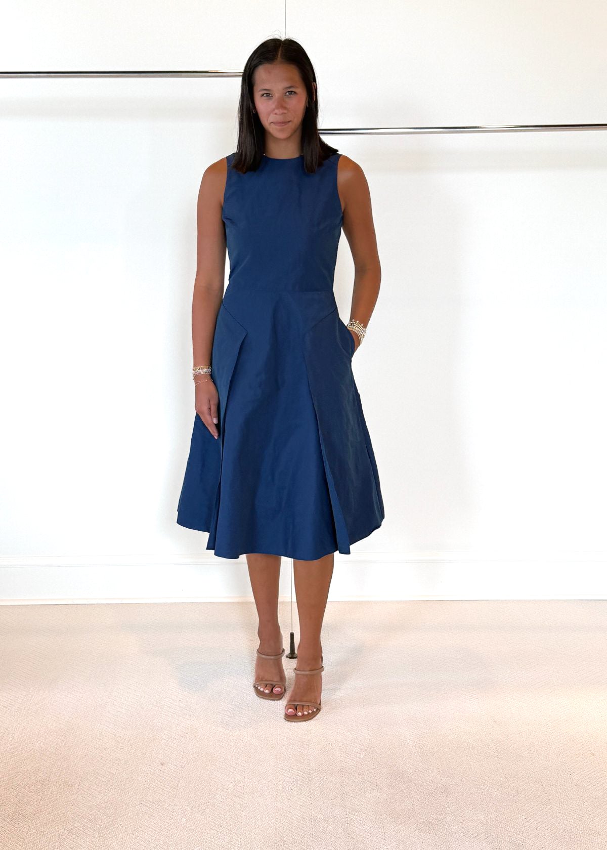 ANN MASHBURN Arielle Dress - Petrol Nylon Faille