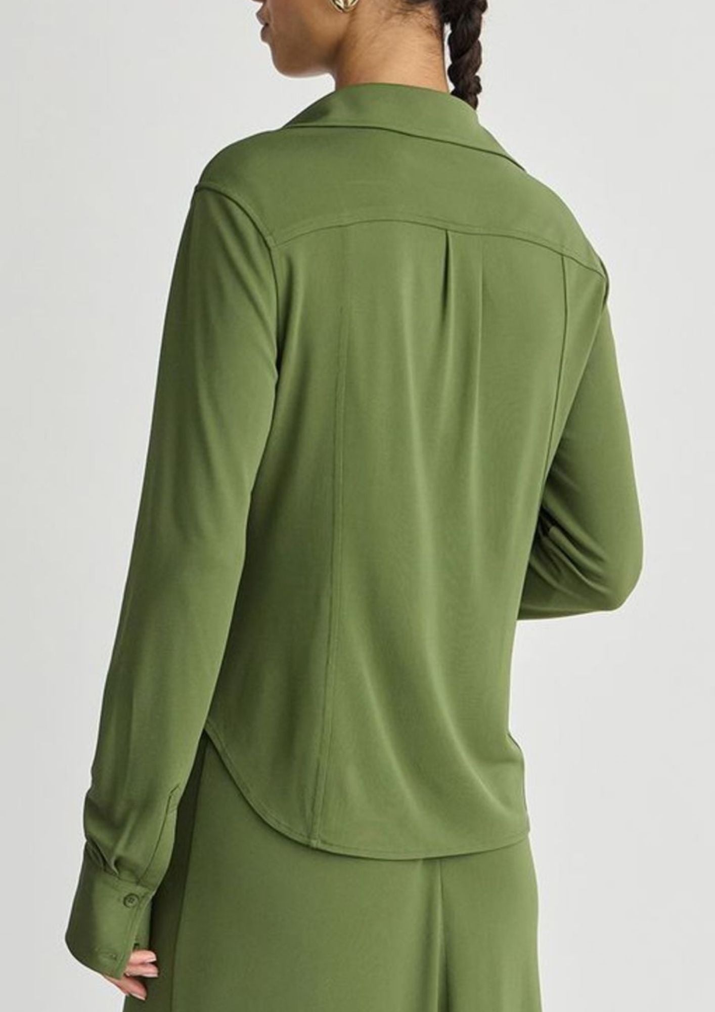 APIECE APART Merce Slinky Slim Button Front Top - Cypress