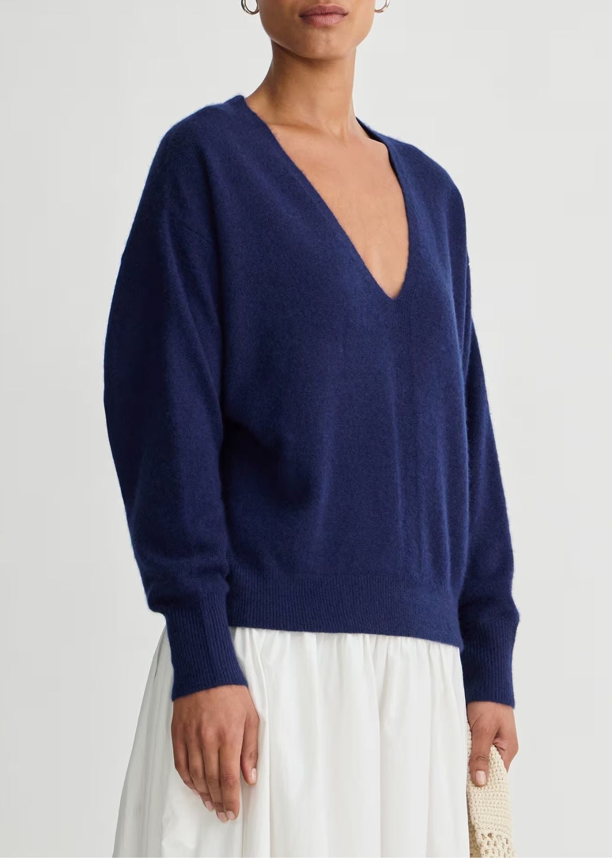 APIECE APART Softest Silk Cashmere V-Neck Sweater - Eclipse