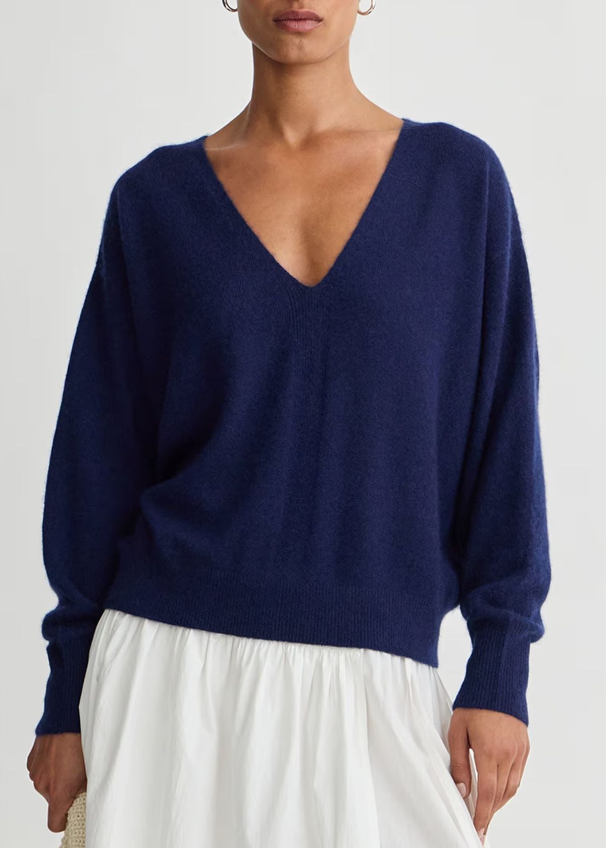APIECE APART Softest Silk Cashmere V-Neck Sweater - Eclipse