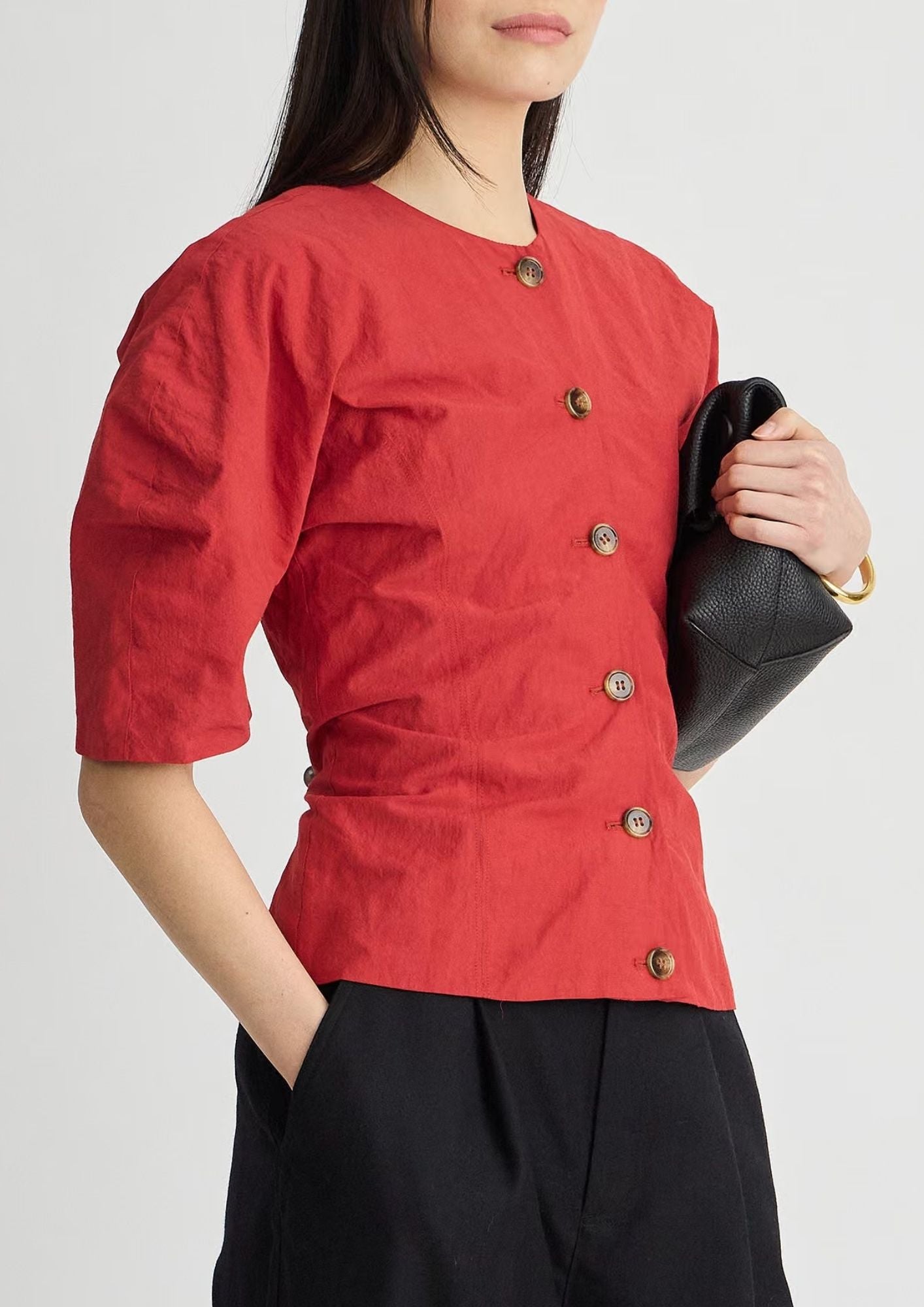 APIECE APART Noor Button Front Top - Riding Red