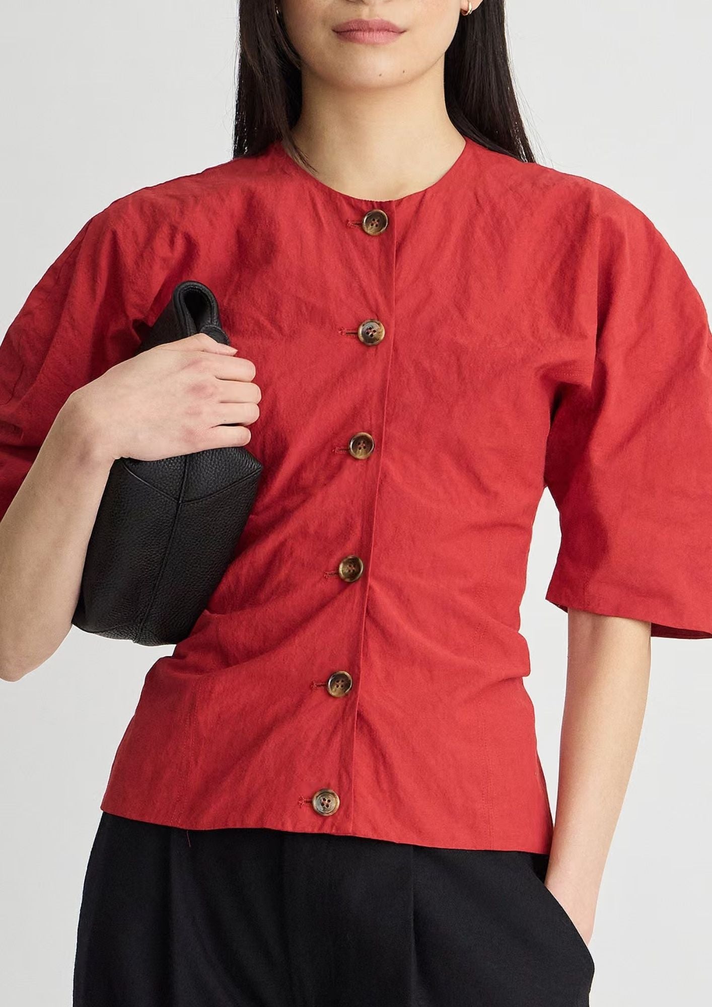 APIECE APART Noor Button Front Top - Riding Red