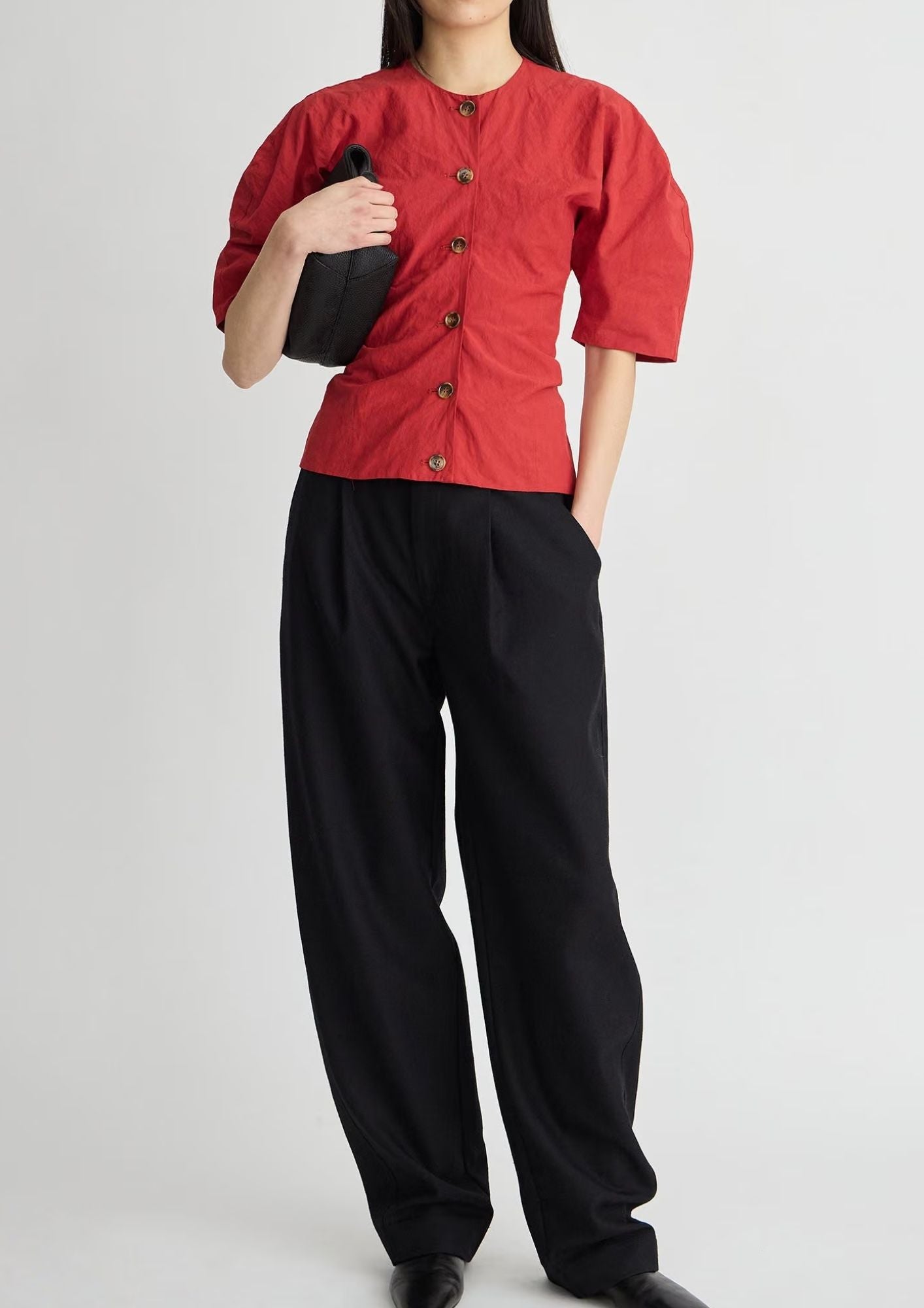 APIECE APART Noor Button Front Top - Riding Red