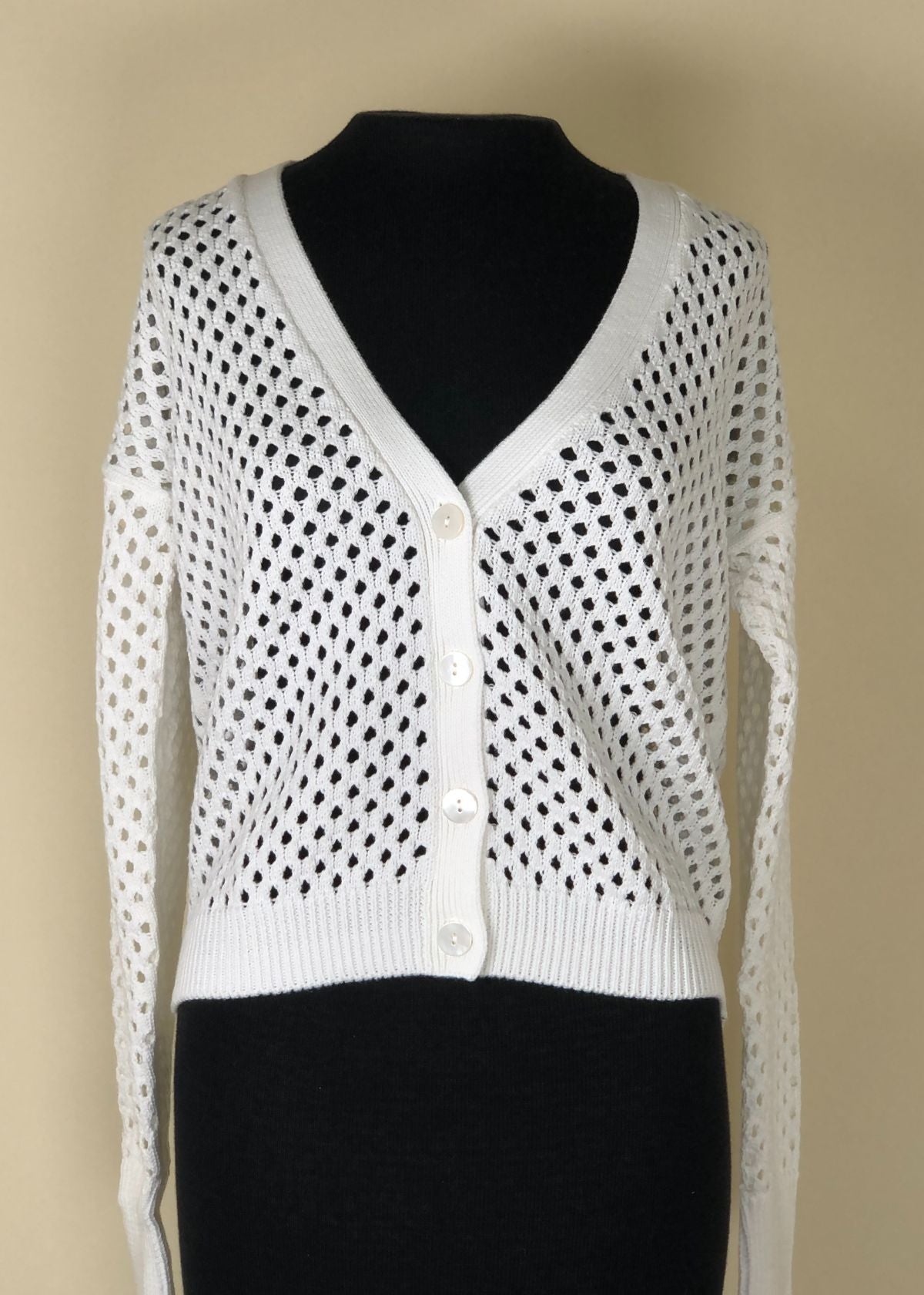 AUTUMN CASHMERE Solid Mesh Cardigan - Bleach White