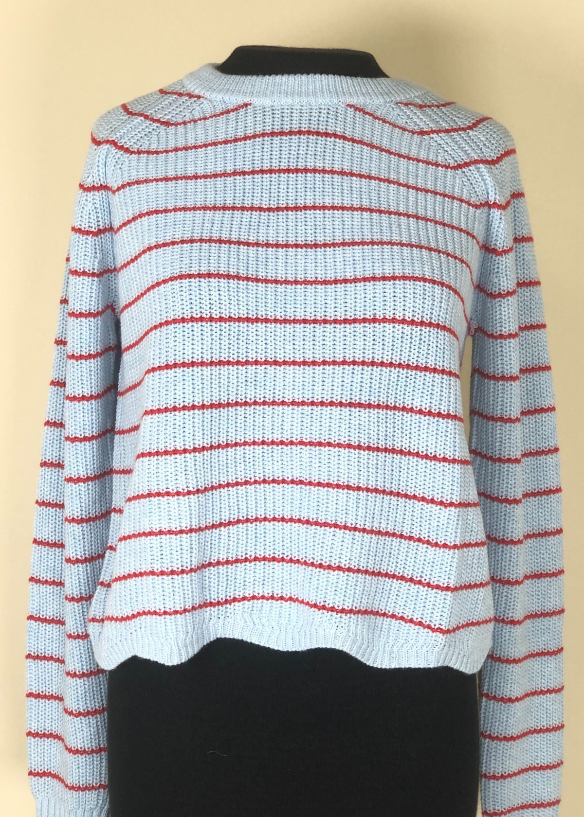 AUTUMN CASHMERE Striped Scallop Sweater - Freeze/Pimento