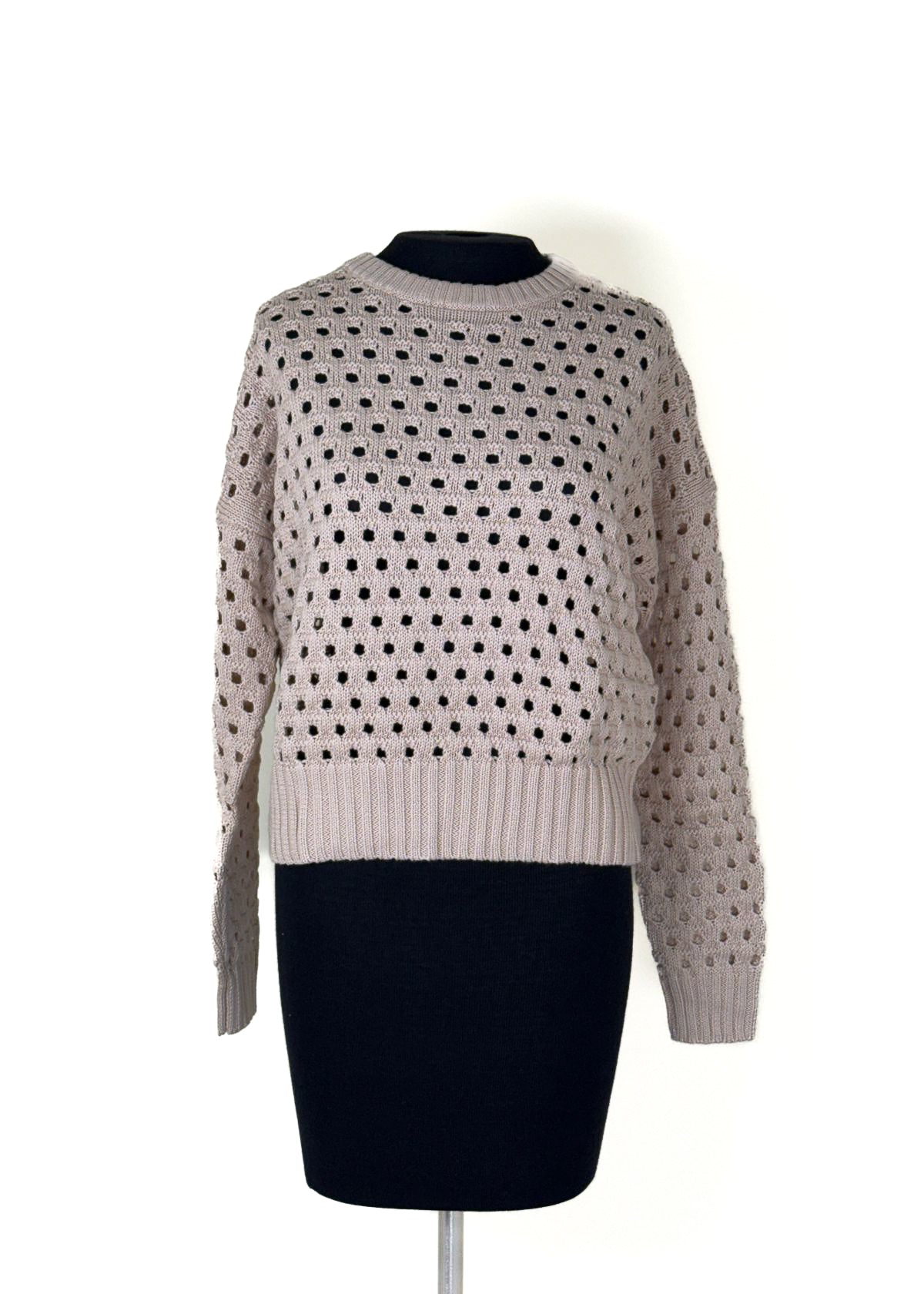 AUTUMN CASHMERE Mesh Crew Neck Sweater - Latte