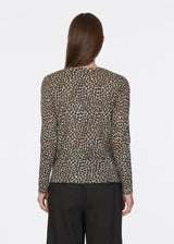 AUTUMN CASHMERE Leopard Print Distressed Sheer Crew Neck Sweater