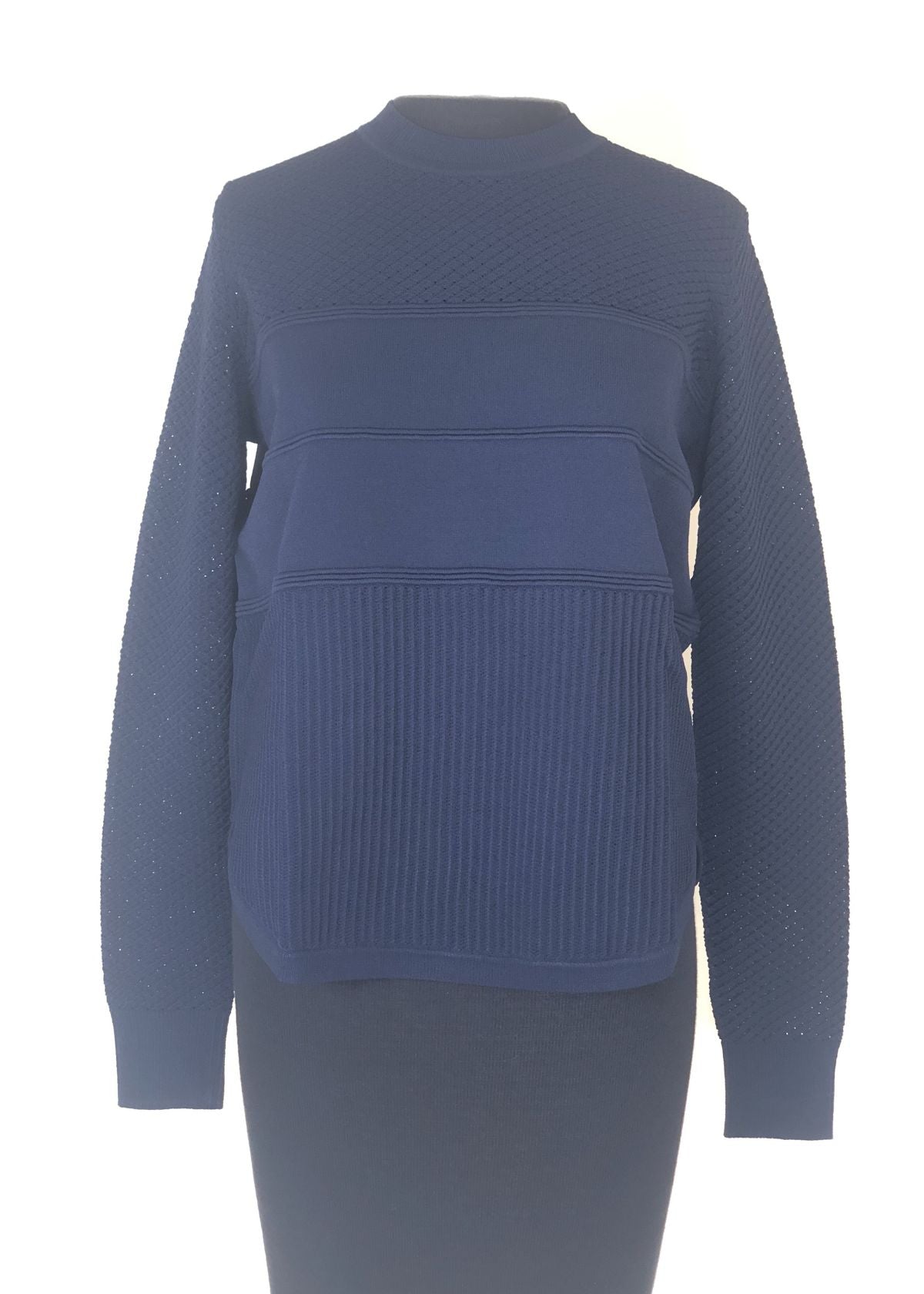 AUTUMN CASHMERE Mixed Stitch Sweater - Navy