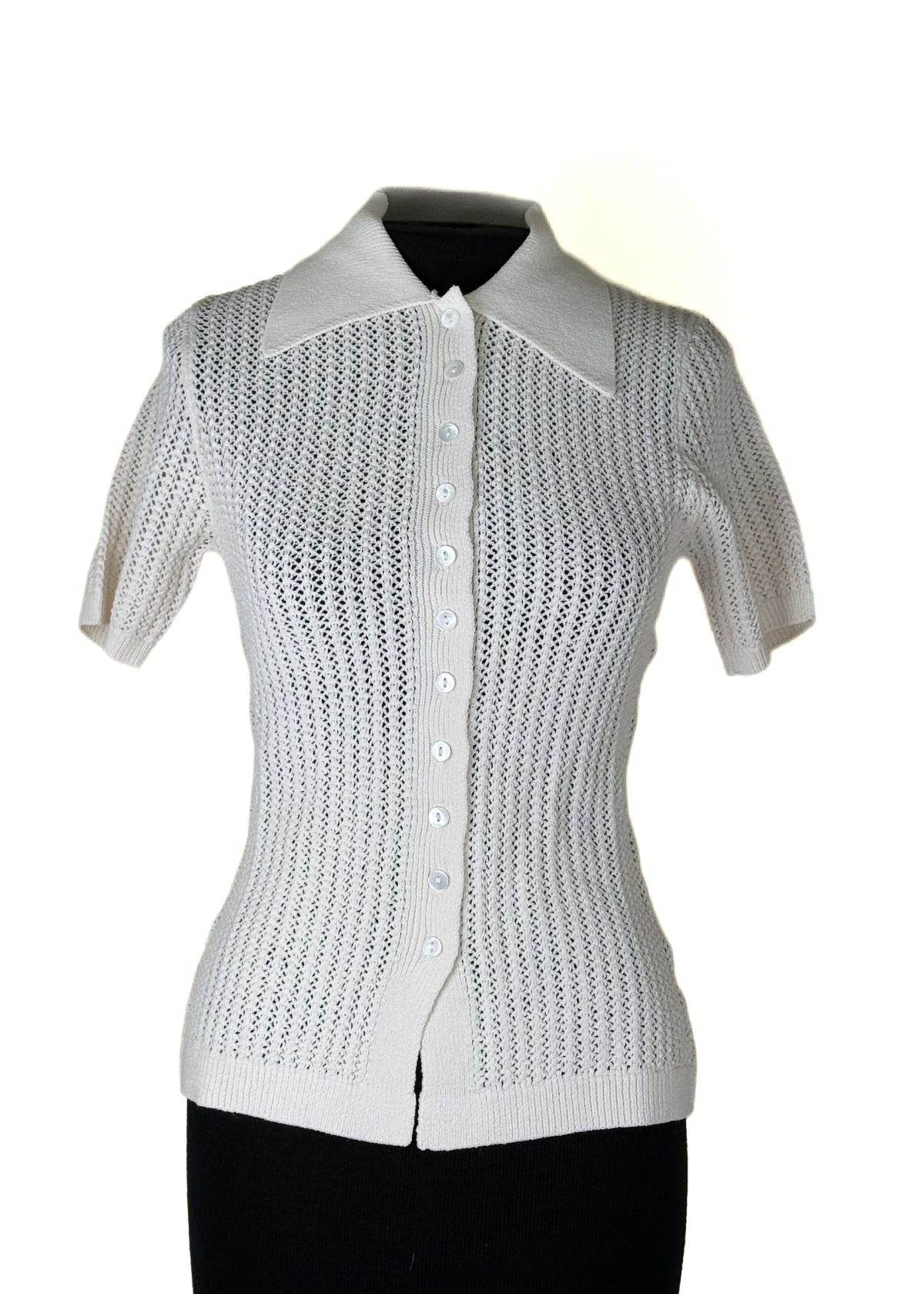 AUTUMN CASHMERE Pointelle Short Sleeve Sweater - Sand
