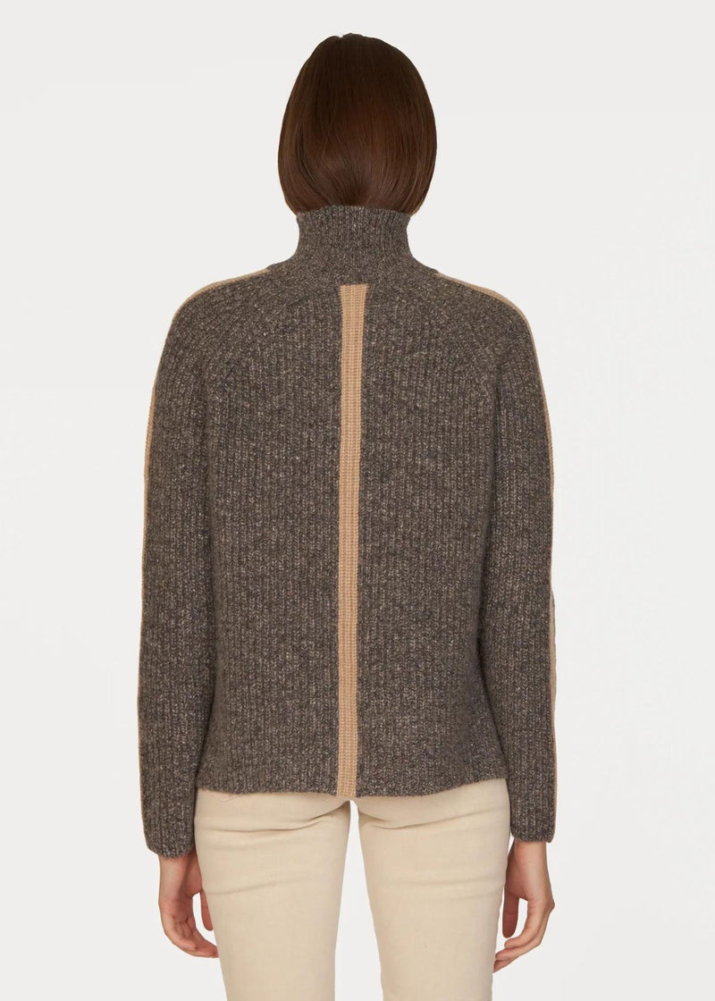 AUTUMN CASHMERE Tipped Tweed Mock Neck Sweater - Asphalt Combo