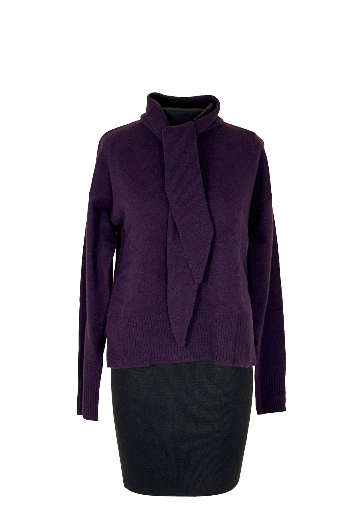 AUTUMN CASHMERE Detachable Tie Neck Sweater - Wine