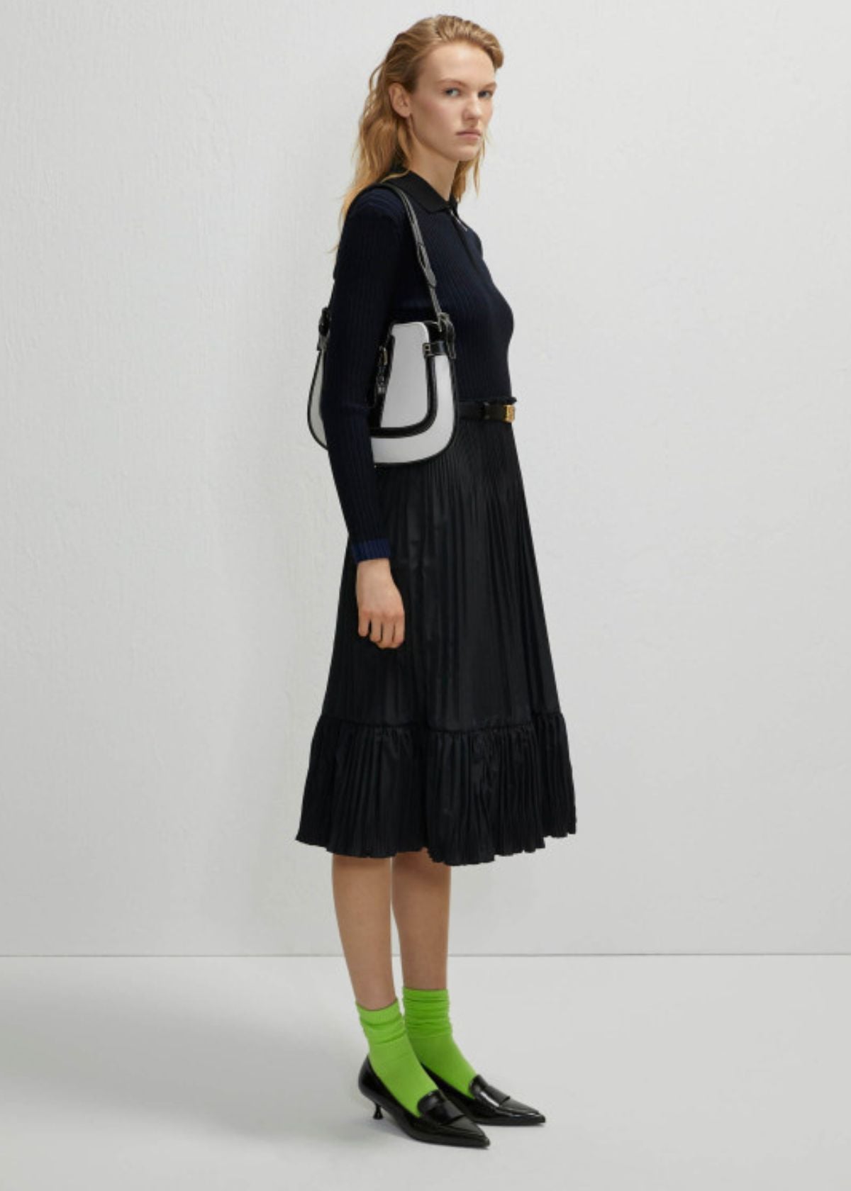 BEATRICE B. Knit Dress with Taffeta Skirt - Black