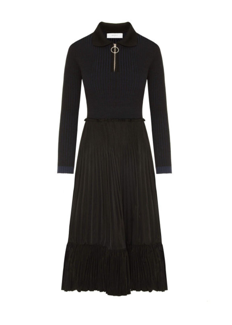 BEATRICE B. Knit Dress with Taffeta Skirt Black Carriage House