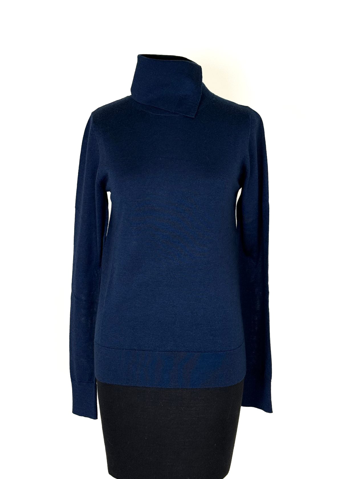 BEATRICE B. Asymmetrical Turtleneck Sweater - Dark Sapphire