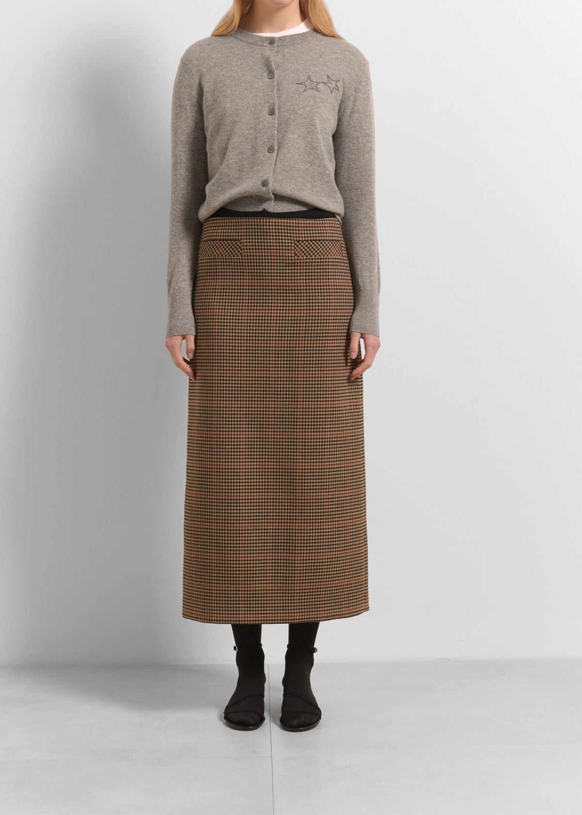 BEATRICE B. Pencil Maxi Skirt - Brown Check