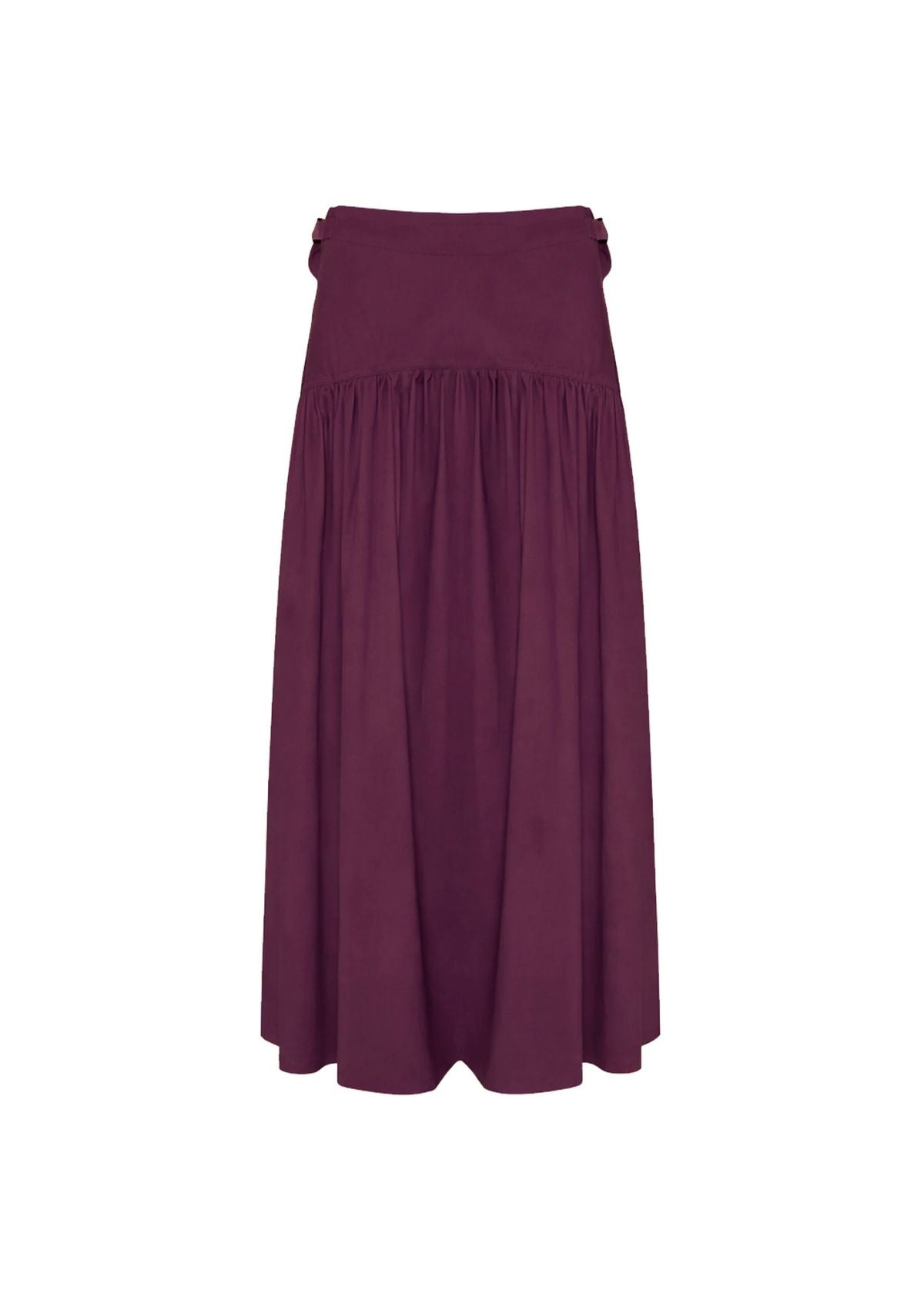 BEATRICE B. Midi Skirt with Side Buckle - Burgundy