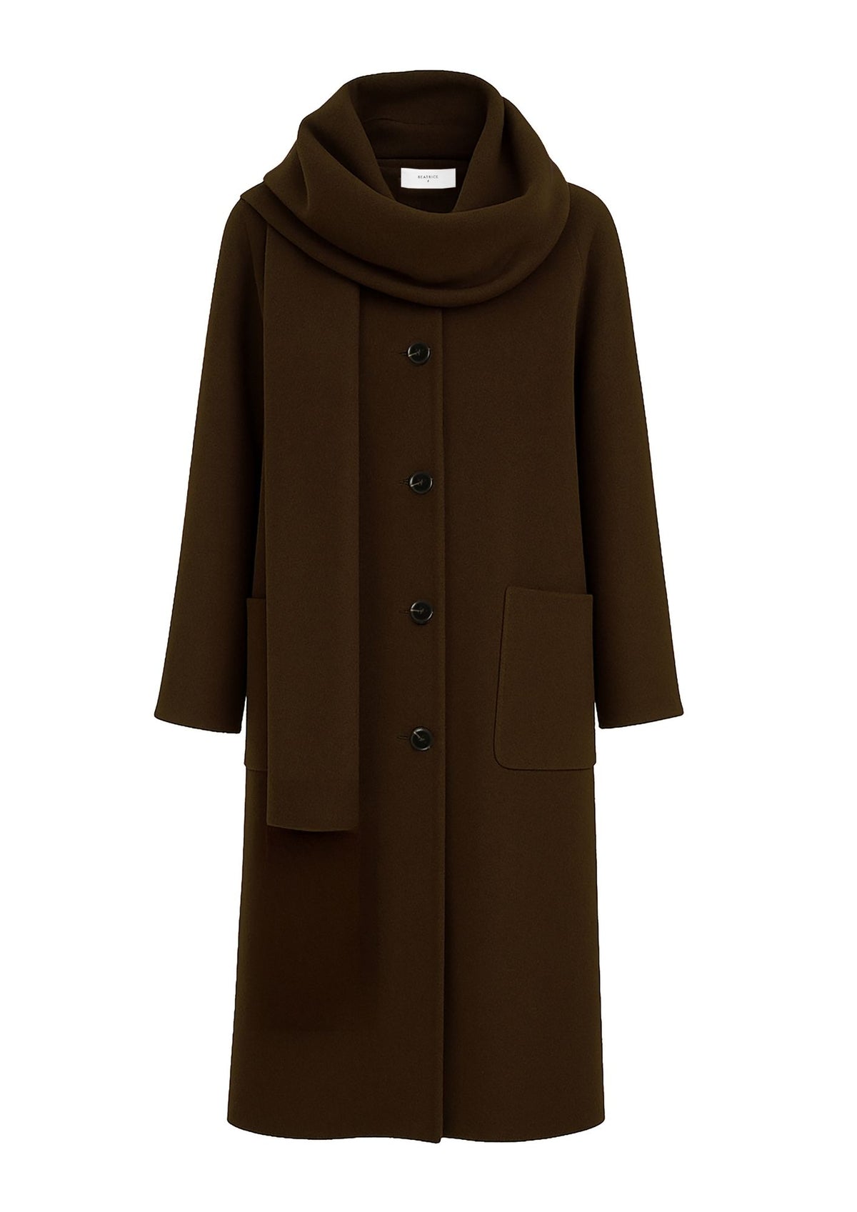 BEATRICE B. Button Front Coat with Scarf - Chestnut