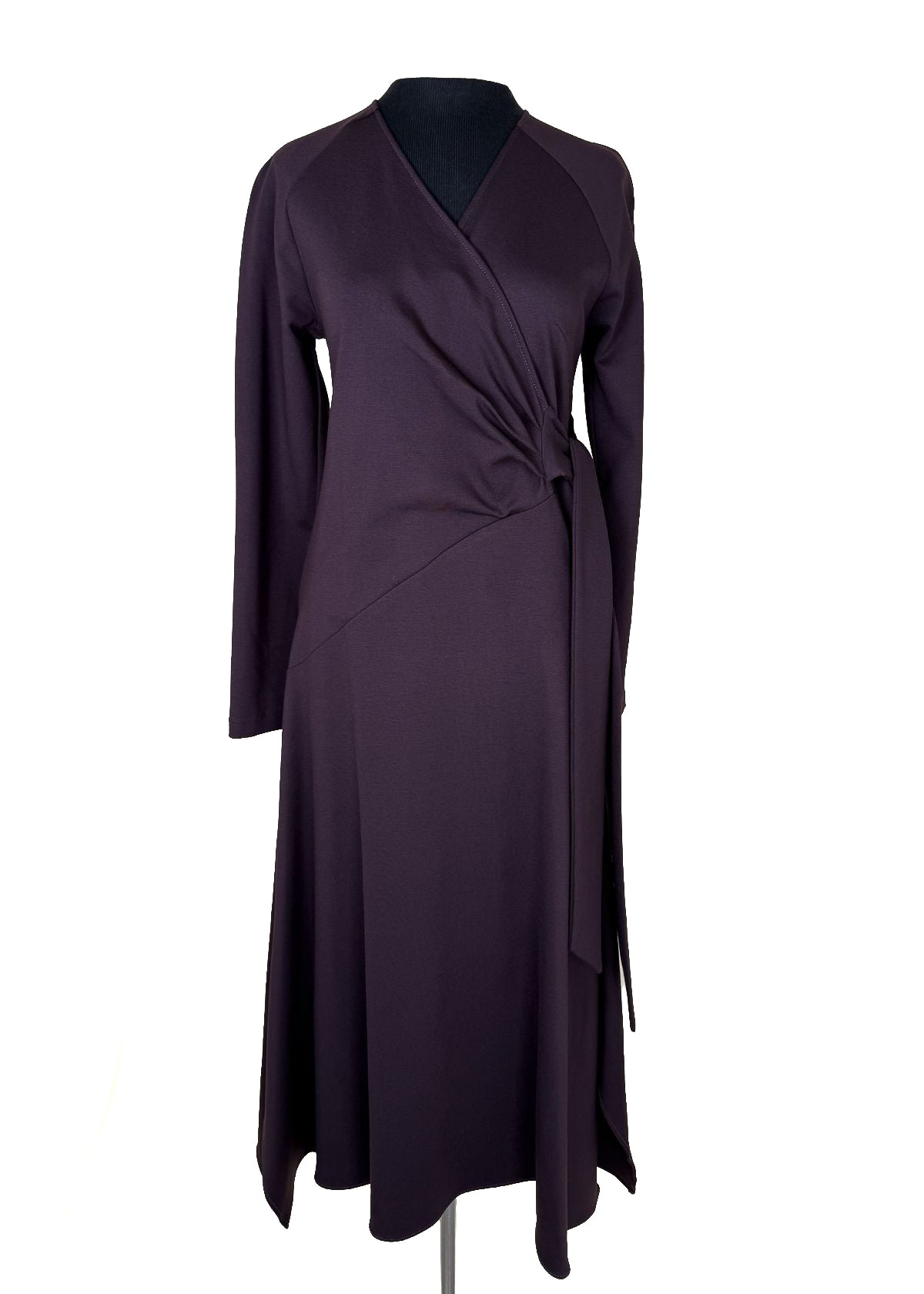 BEATRICE B. V-Neck Faux Wrap Midi Dress - Merlot