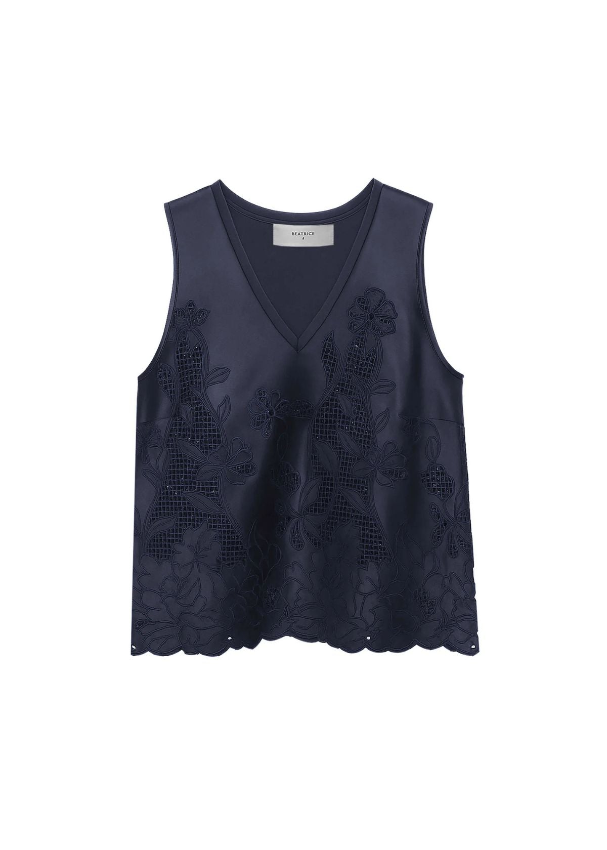 BEATRICE B. Satin Top with Floral Embroidery - Inkline