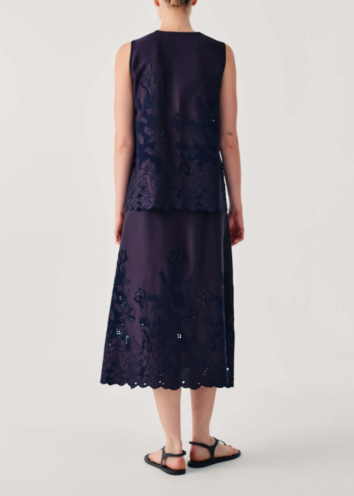 BEATRICE B. Midi Skirt with Embroidery Cutout - Inkling