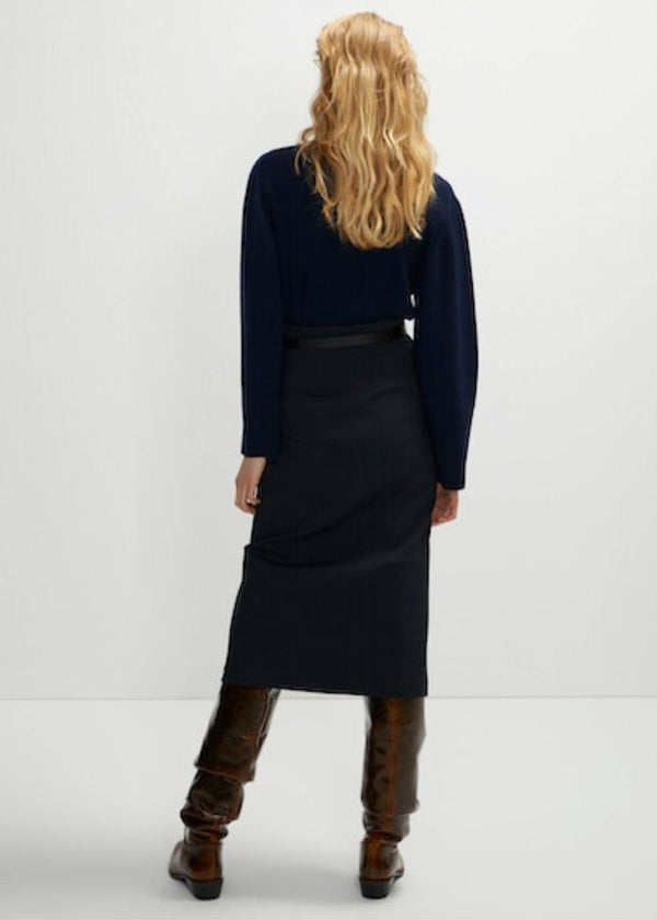 BEATRICE B. Button Front Midi Skirt - Obsidian