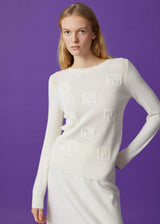 BEATRICE B. Geometric Pattern Sweater - Off White