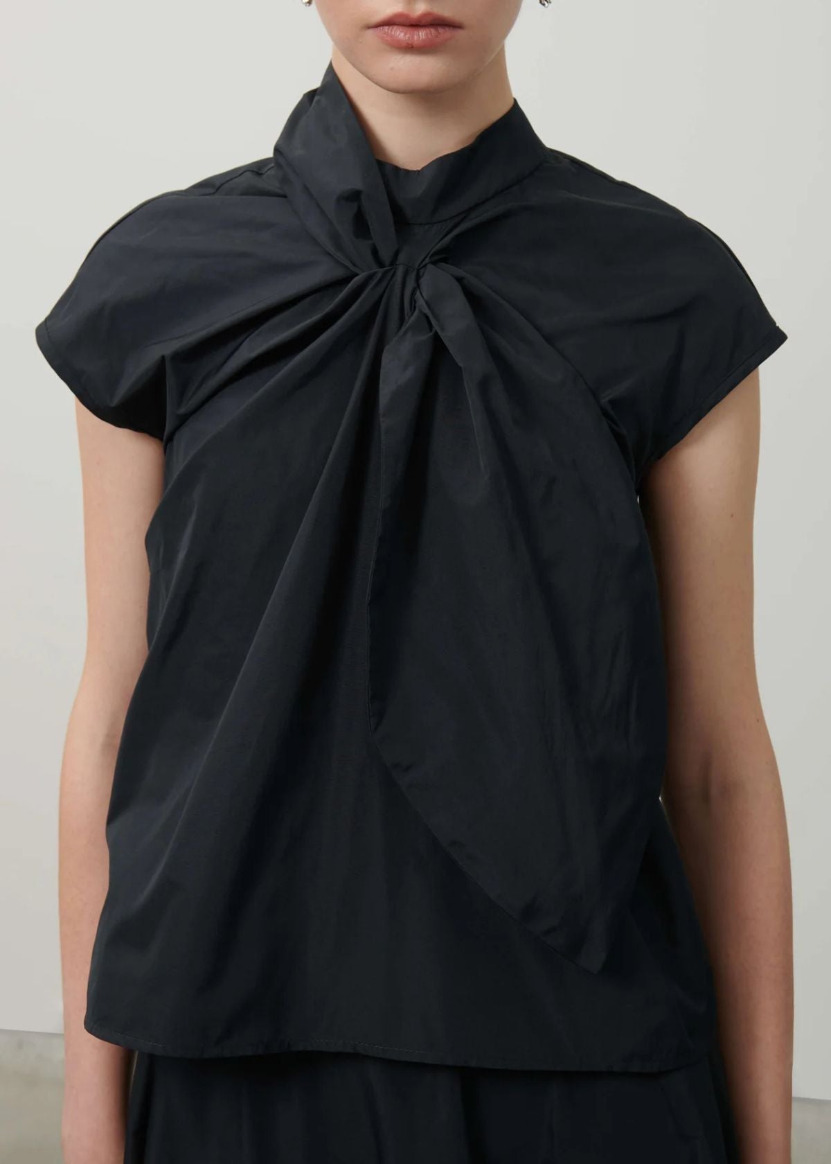BEATRICE B. Taffeta Scarf Top - Black