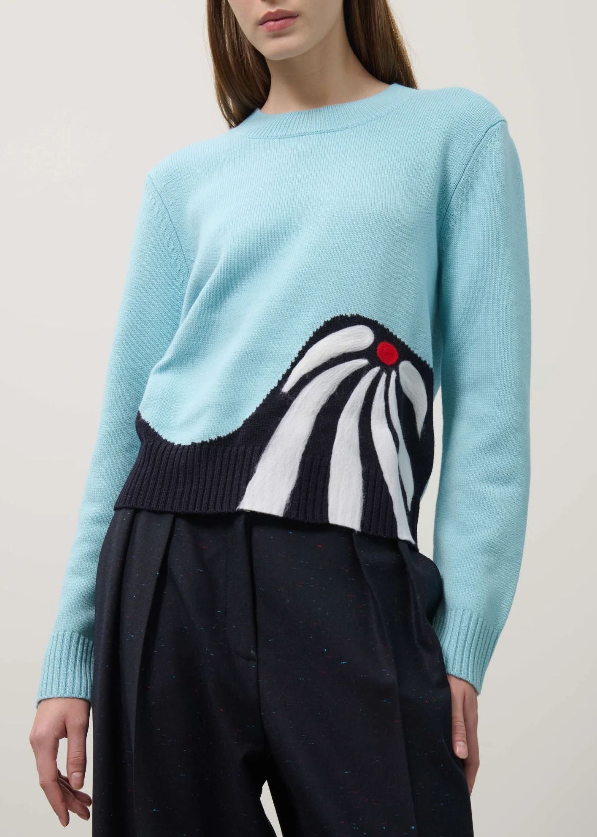 BEATRICE B. Macro Needled Flower Sweater - Aquamarine