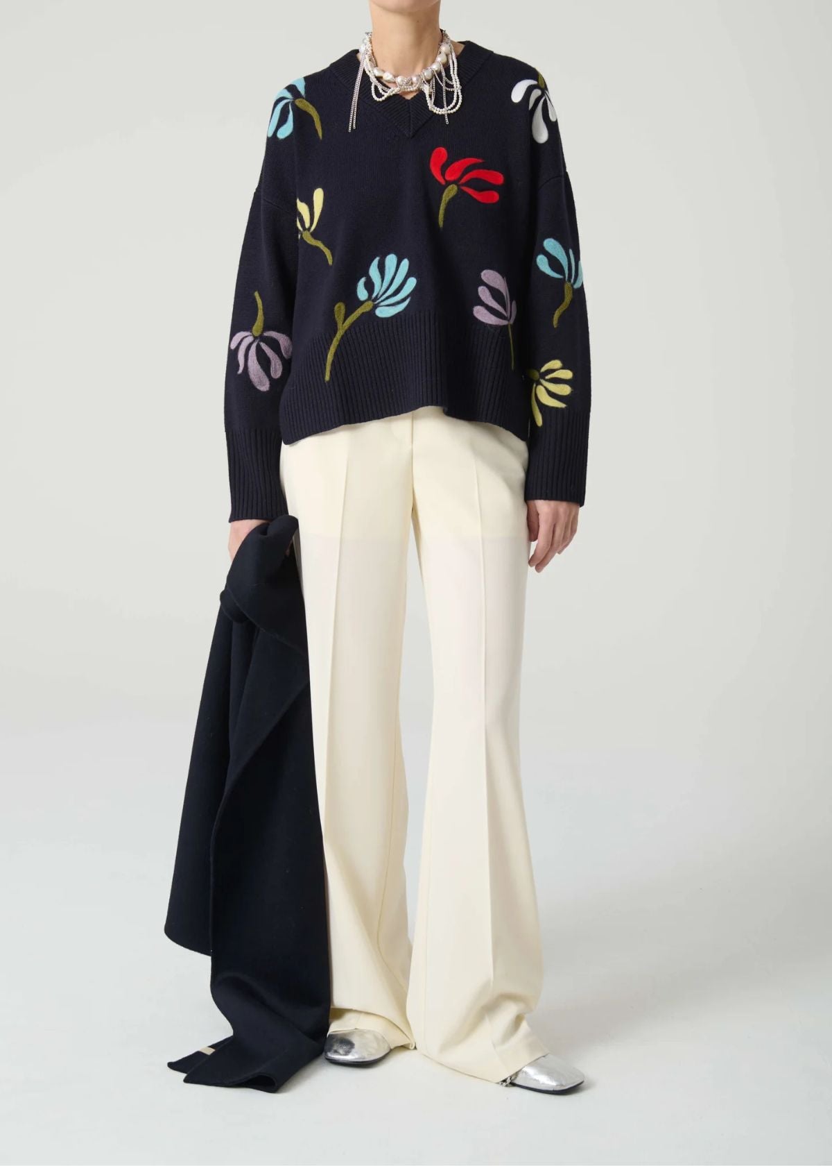 BEATRICE B. Needle Flower Sweater - Dark Sapphire