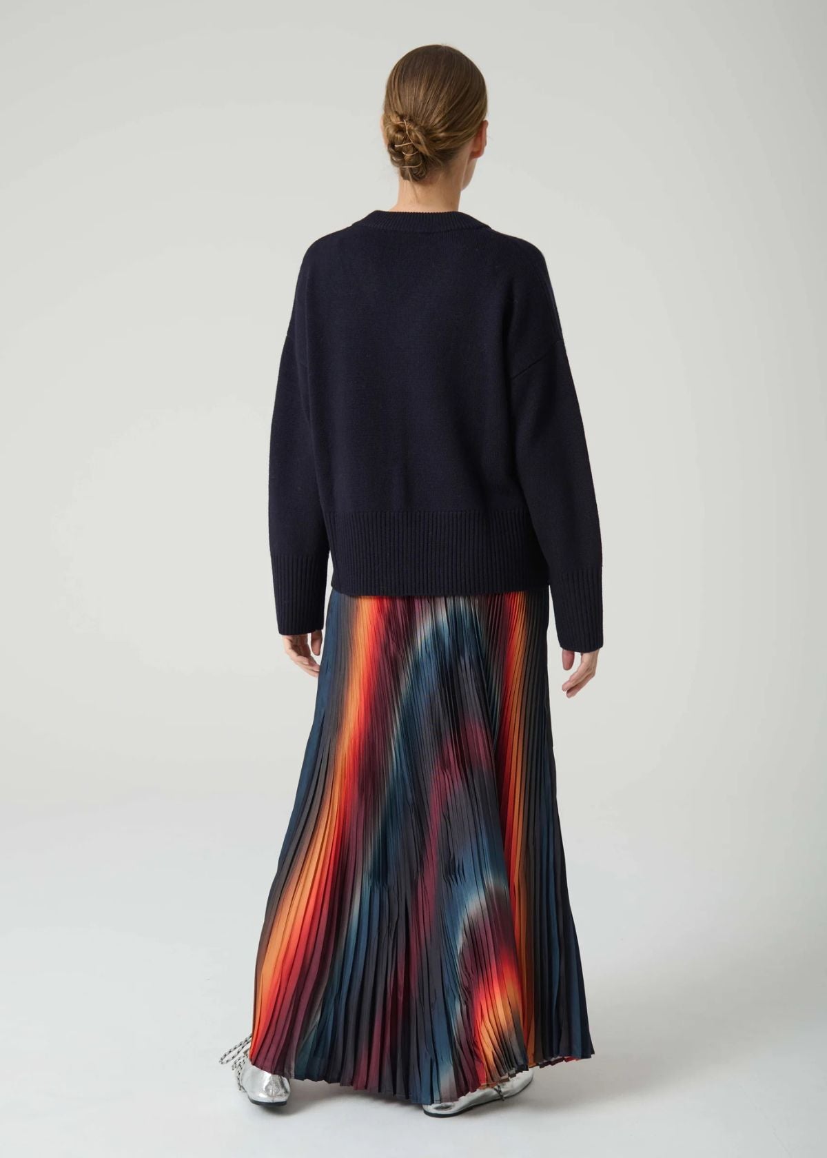 BEATRICE B. Printed and Pleated Maxi Skirt - Vivid Orange