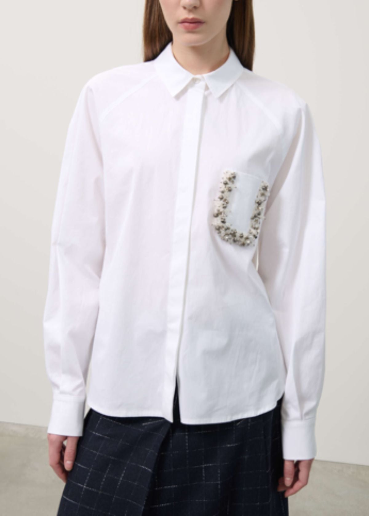 BEATRICE B. Ruby Button Front Top - White