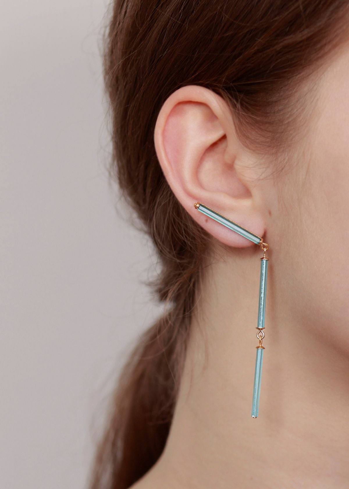 BEATRIZ PALACIOS Long Neon Blue Earring