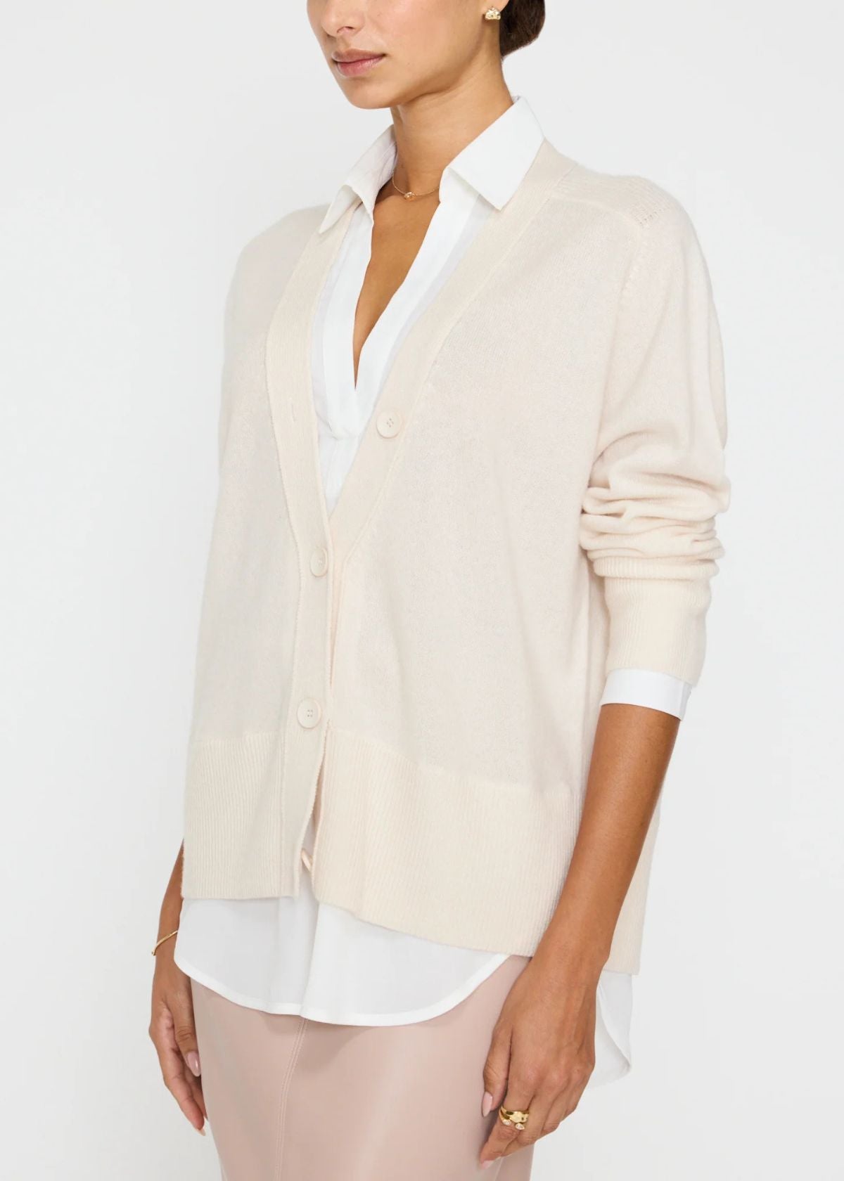 BROCHU WALKER Callie Layered Looker Cardigan - Almond