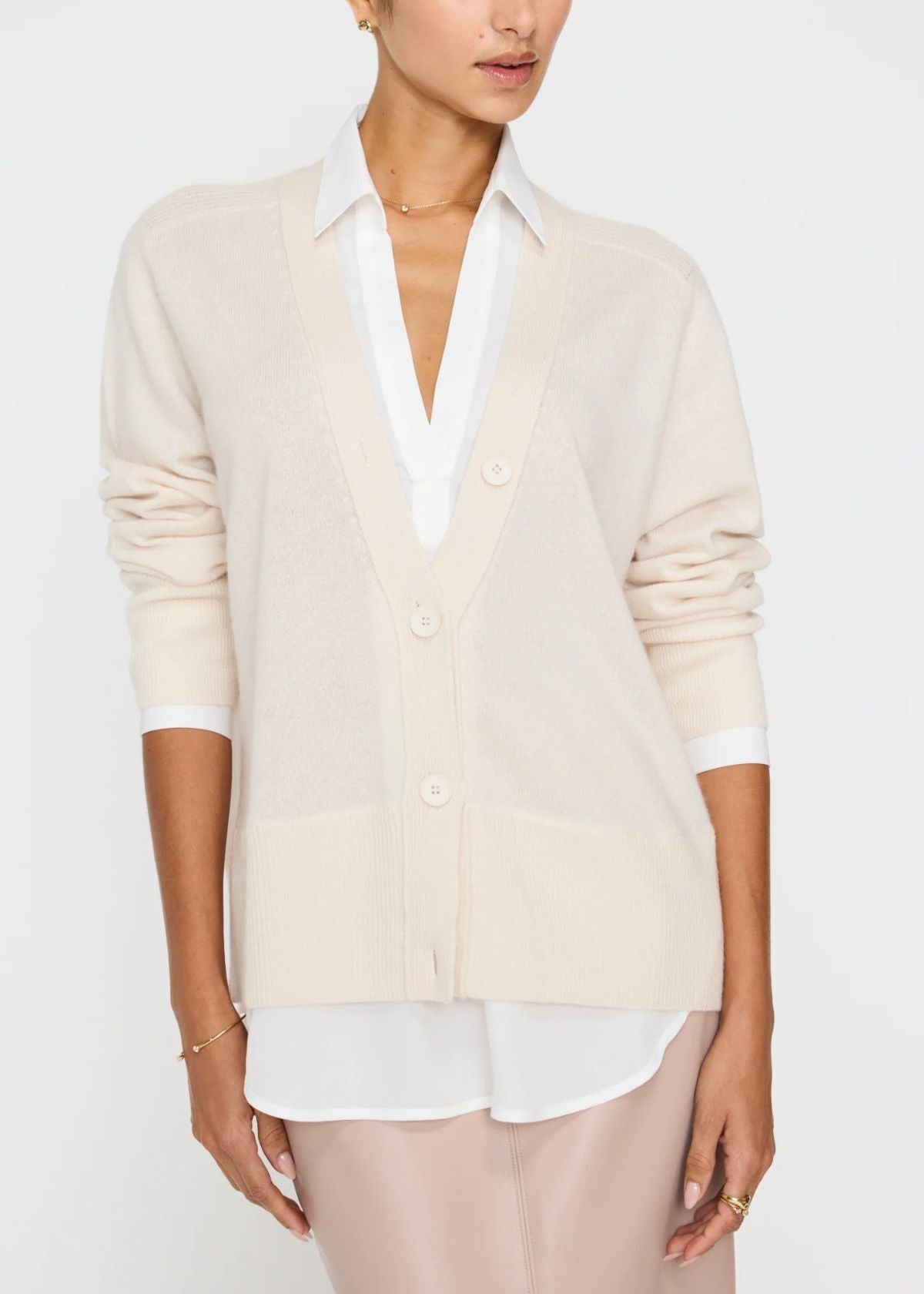 BROCHU WALKER Callie Layered Looker Cardigan - Almond