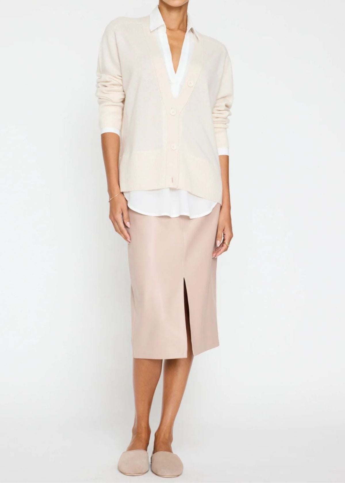 BROCHU WALKER Callie Layered Looker Cardigan - Almond