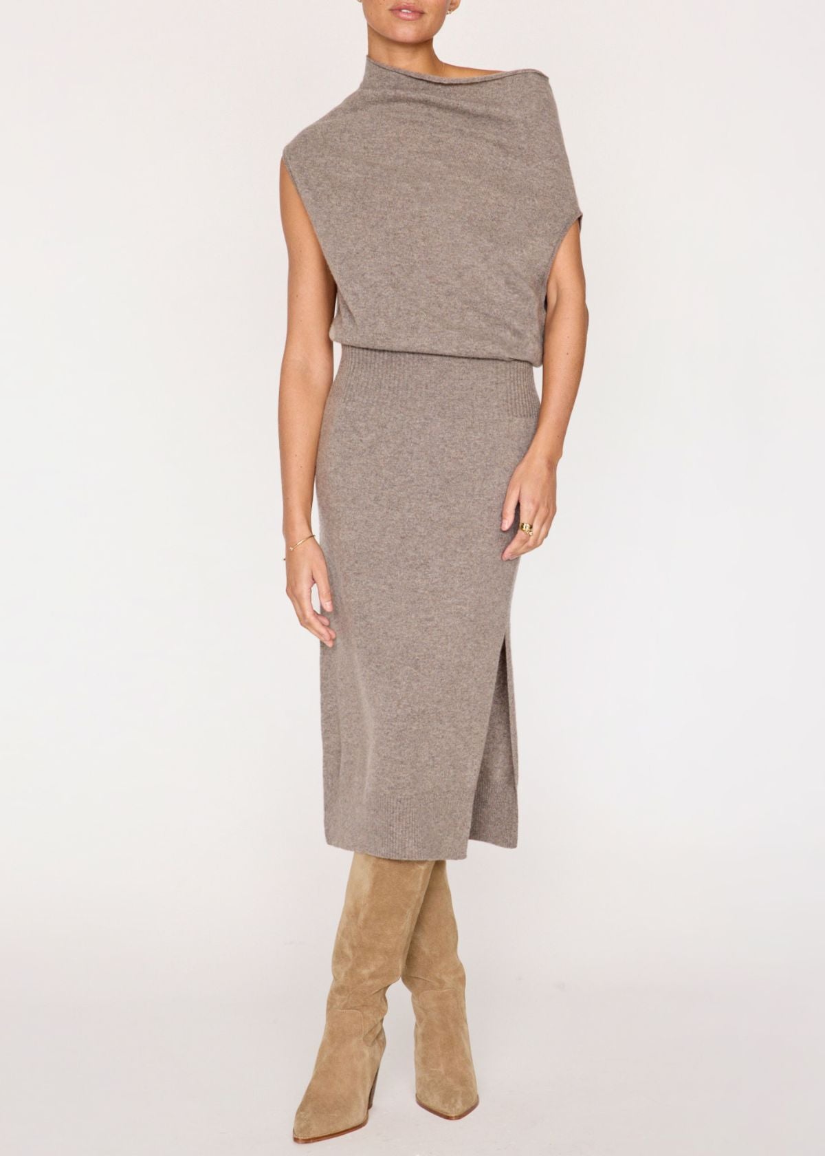 BROCHU WALKER Lori Sleeveless Dress - Otter Melange