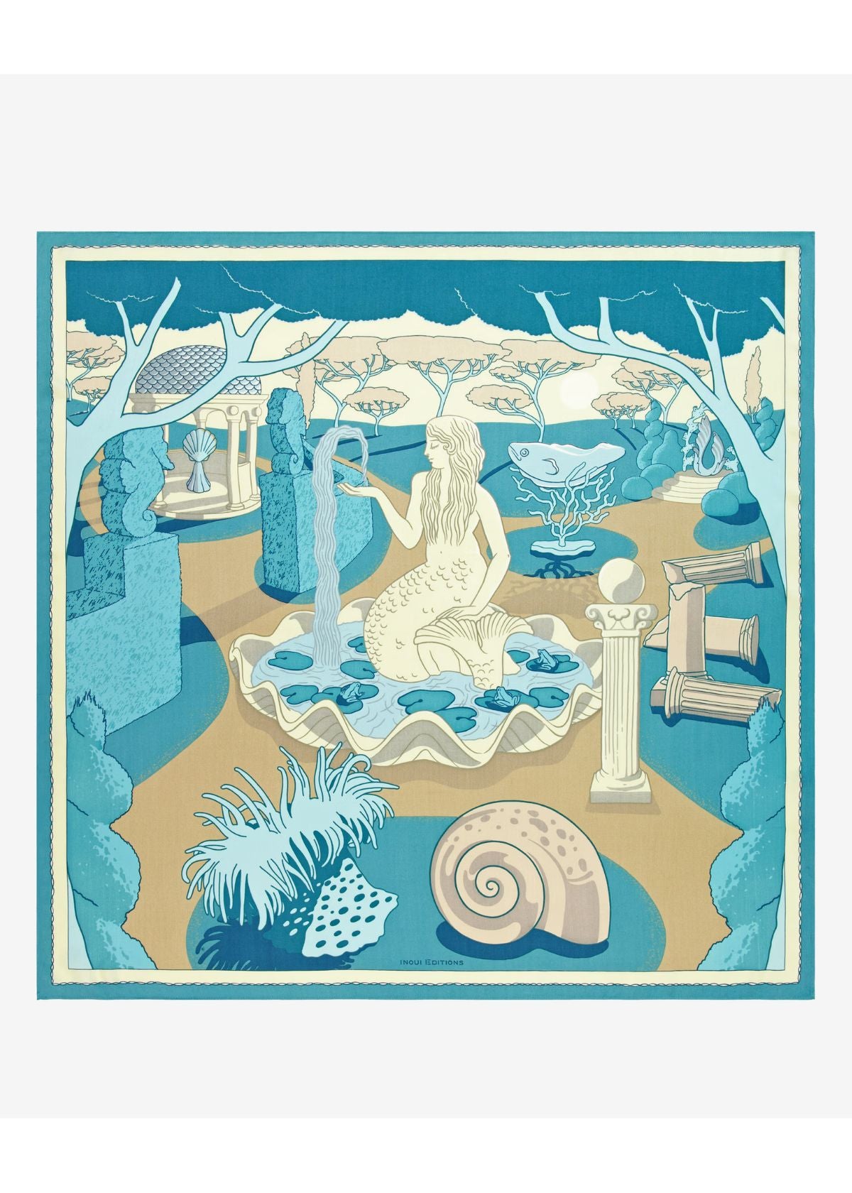 INOUI EDITIONS Square 100 Jardin Scarf -Turquoise