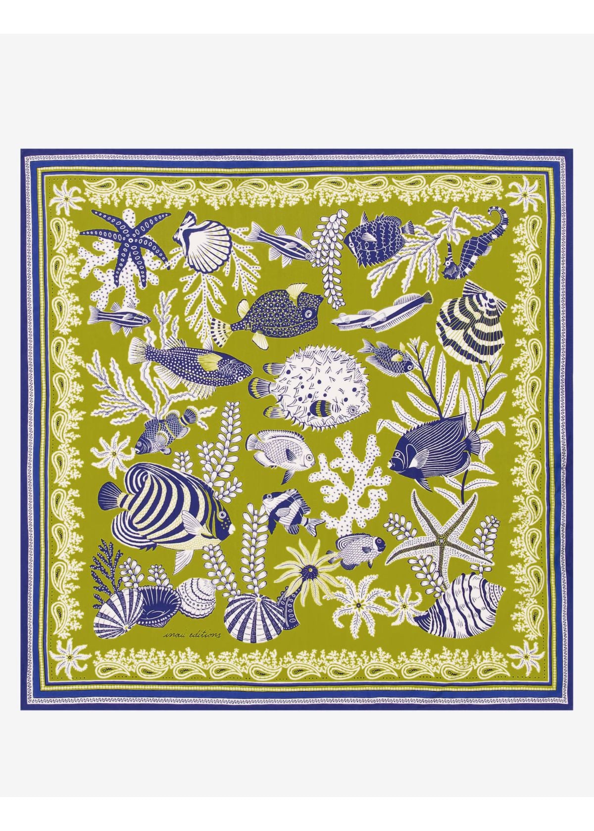 INOUI EDITIONS  Square 65 Neptune Scarf - Anise