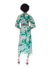 CARA CARA Rosewood Silk Dress - Flora Stamp Green