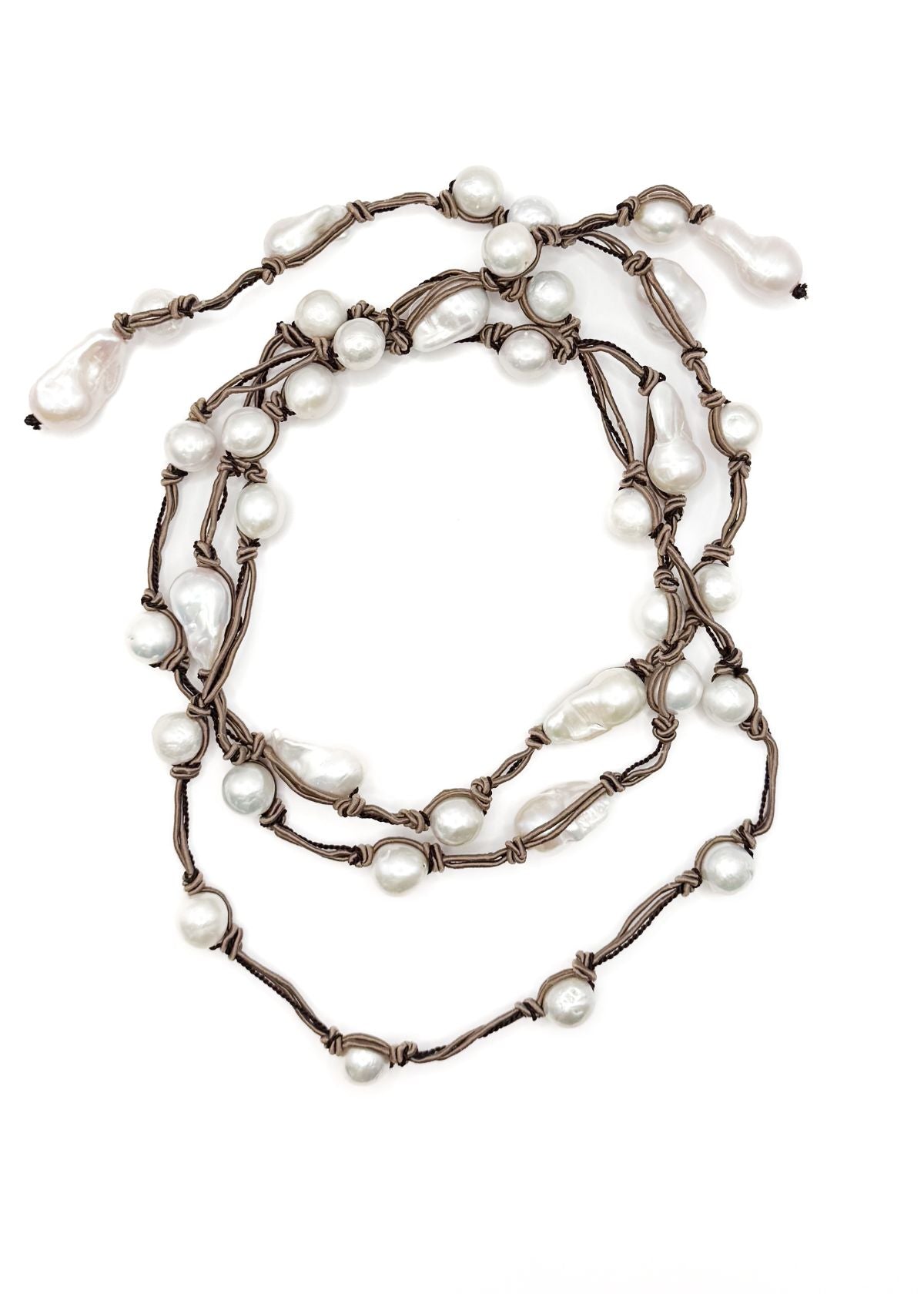MELA Super Long Chocolate Baroque Pearl Lariat